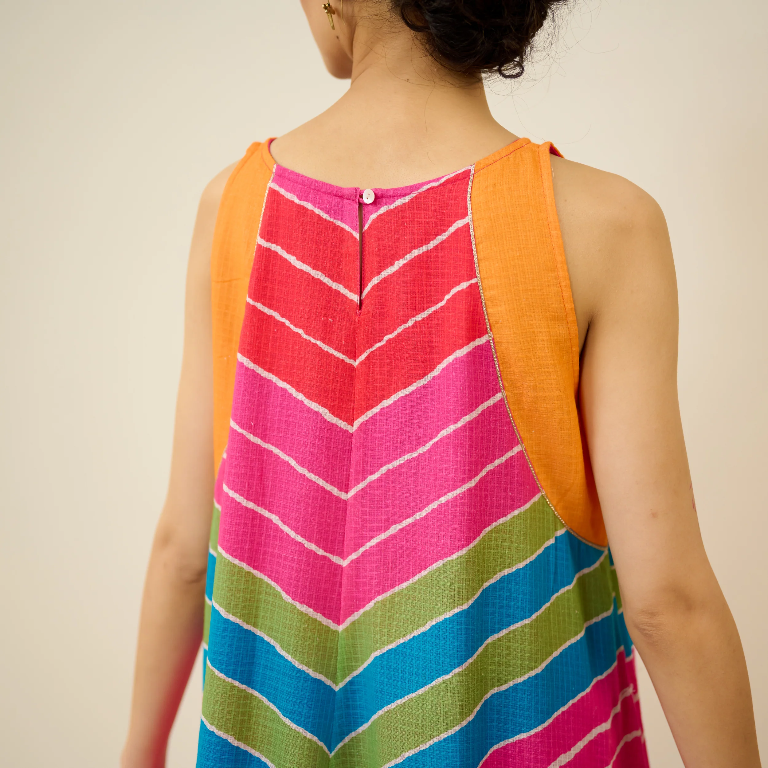Sawan Leheriya Kota Doria Cotton Dress - Multicolour - Image 3