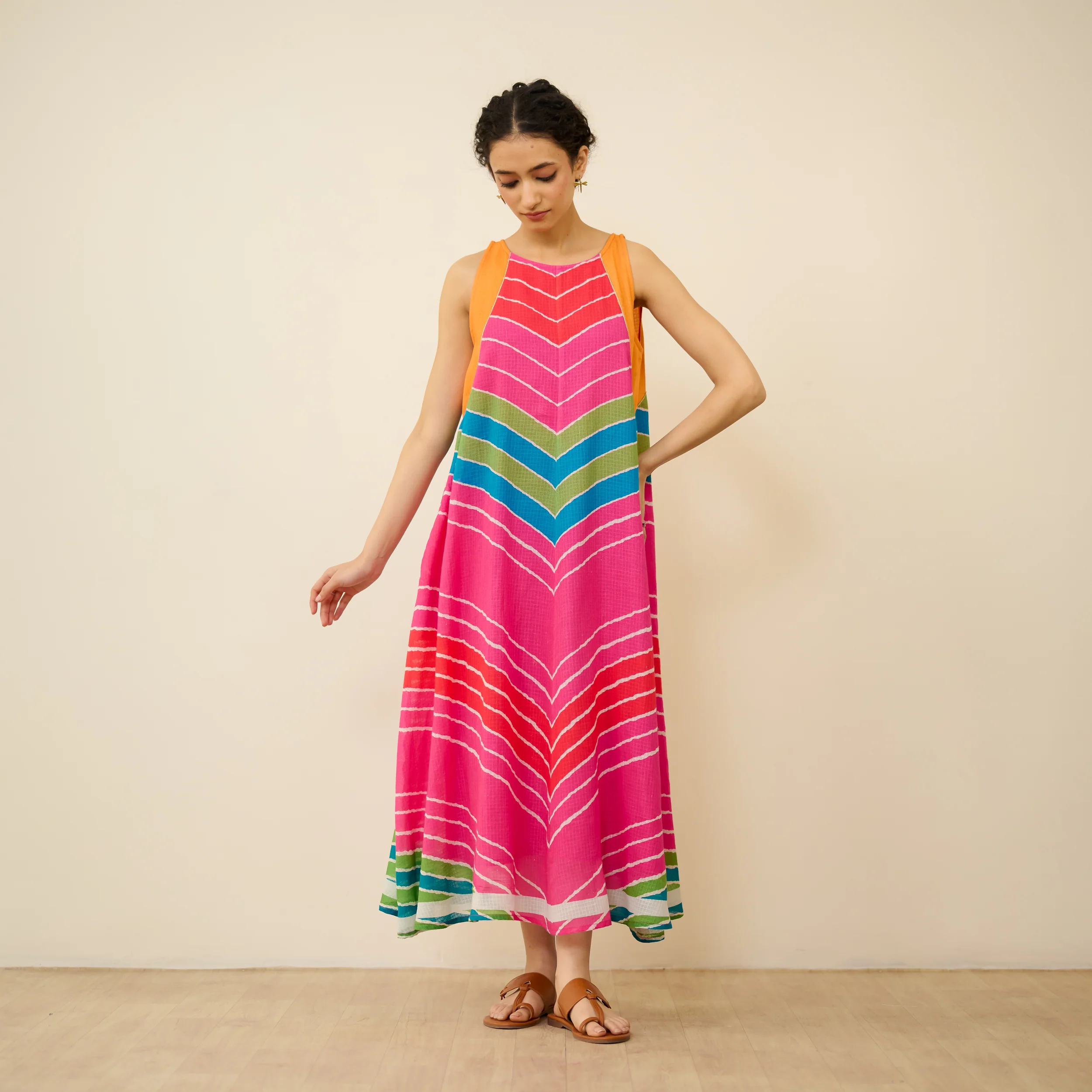 Sawan Leheriya Kota Doria Cotton Dress - Multicolour - Image 4