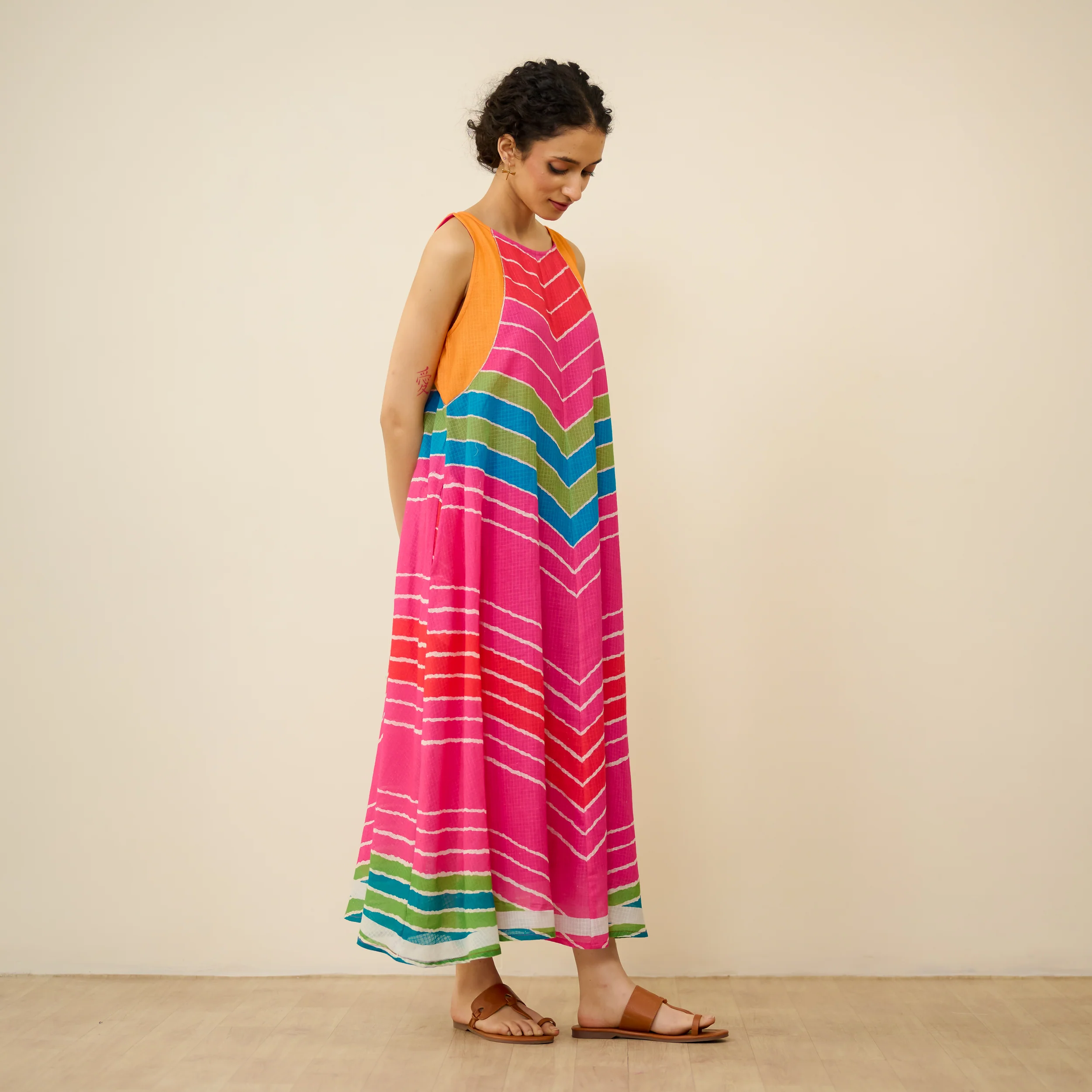 Sawan Leheriya Kota Doria Cotton Dress - Multicolour - Image 5