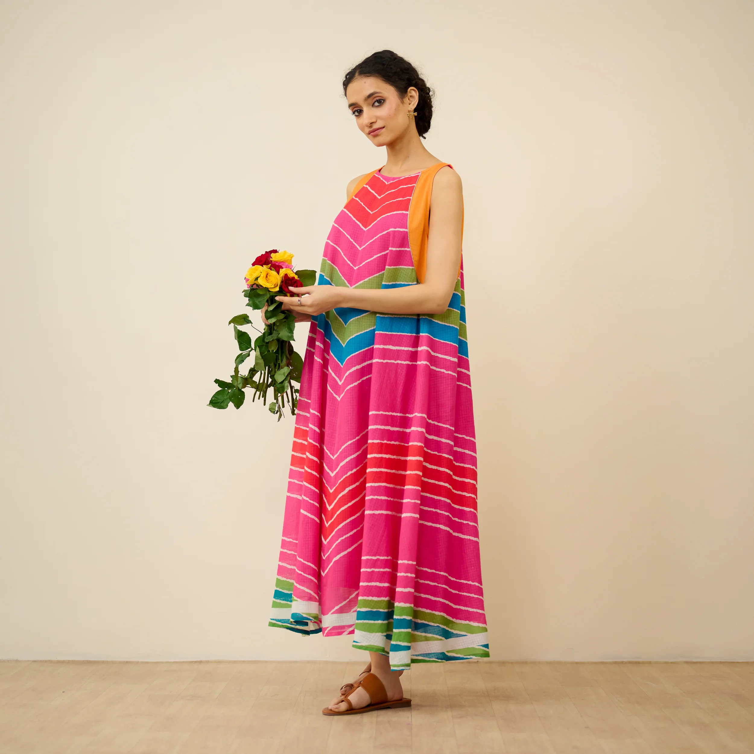 Sawan Leheriya Kota Doria Cotton Dress - Multicolour - Image 6
