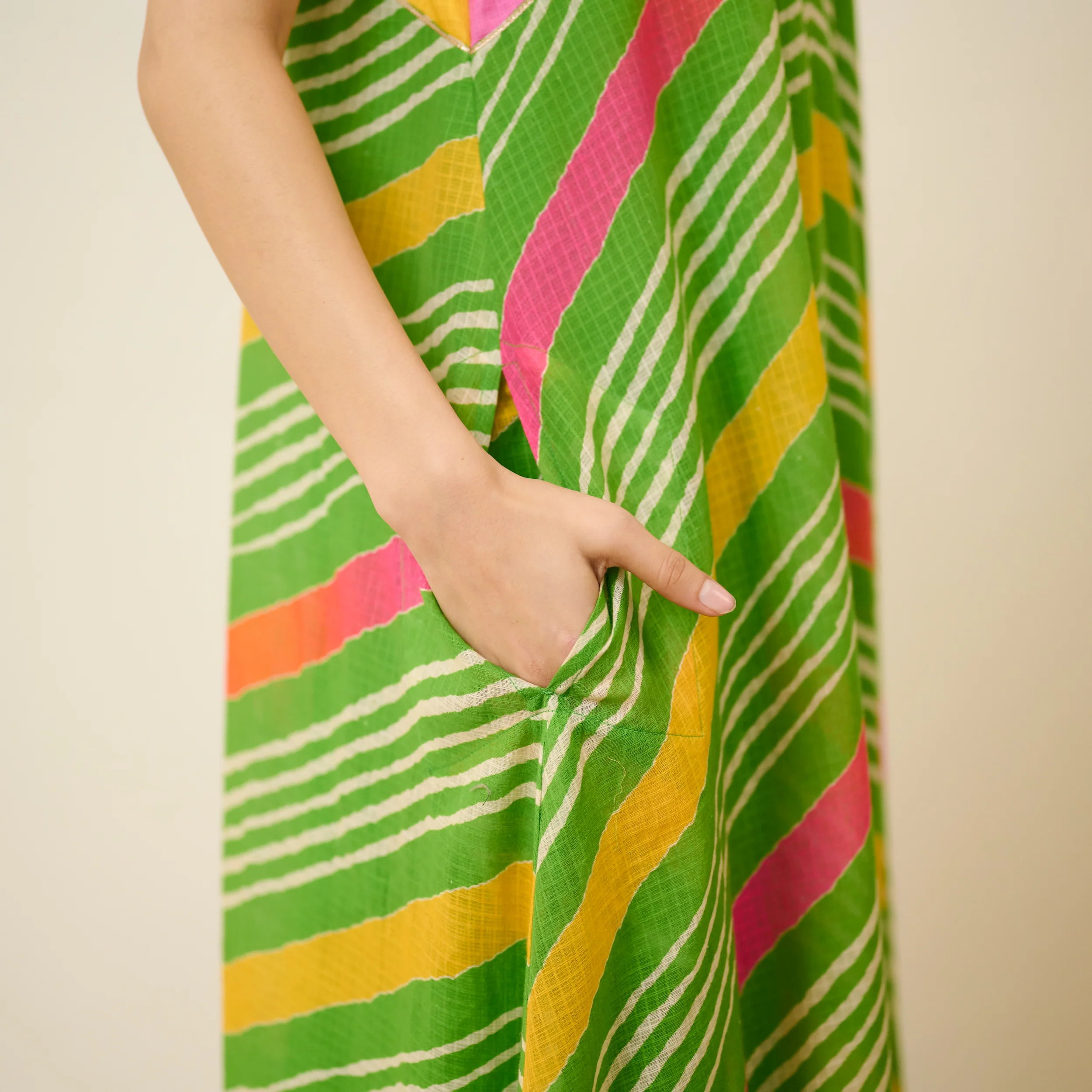 Sawan Leheriya Kota Doria Cotton Dress - Multicolour - Image 4