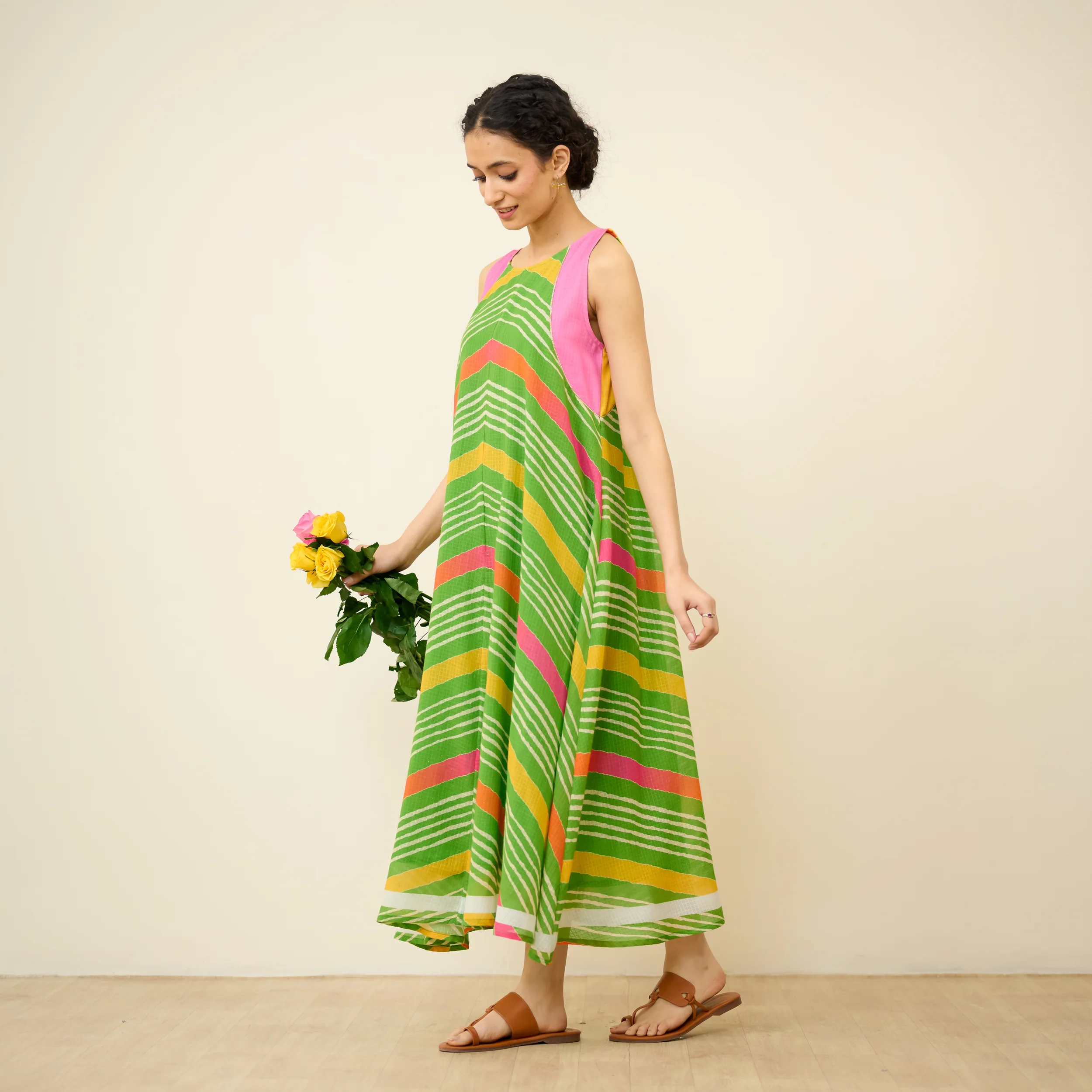 Sawan Leheriya Kota Doria Cotton Dress - Multicolour - Image 5