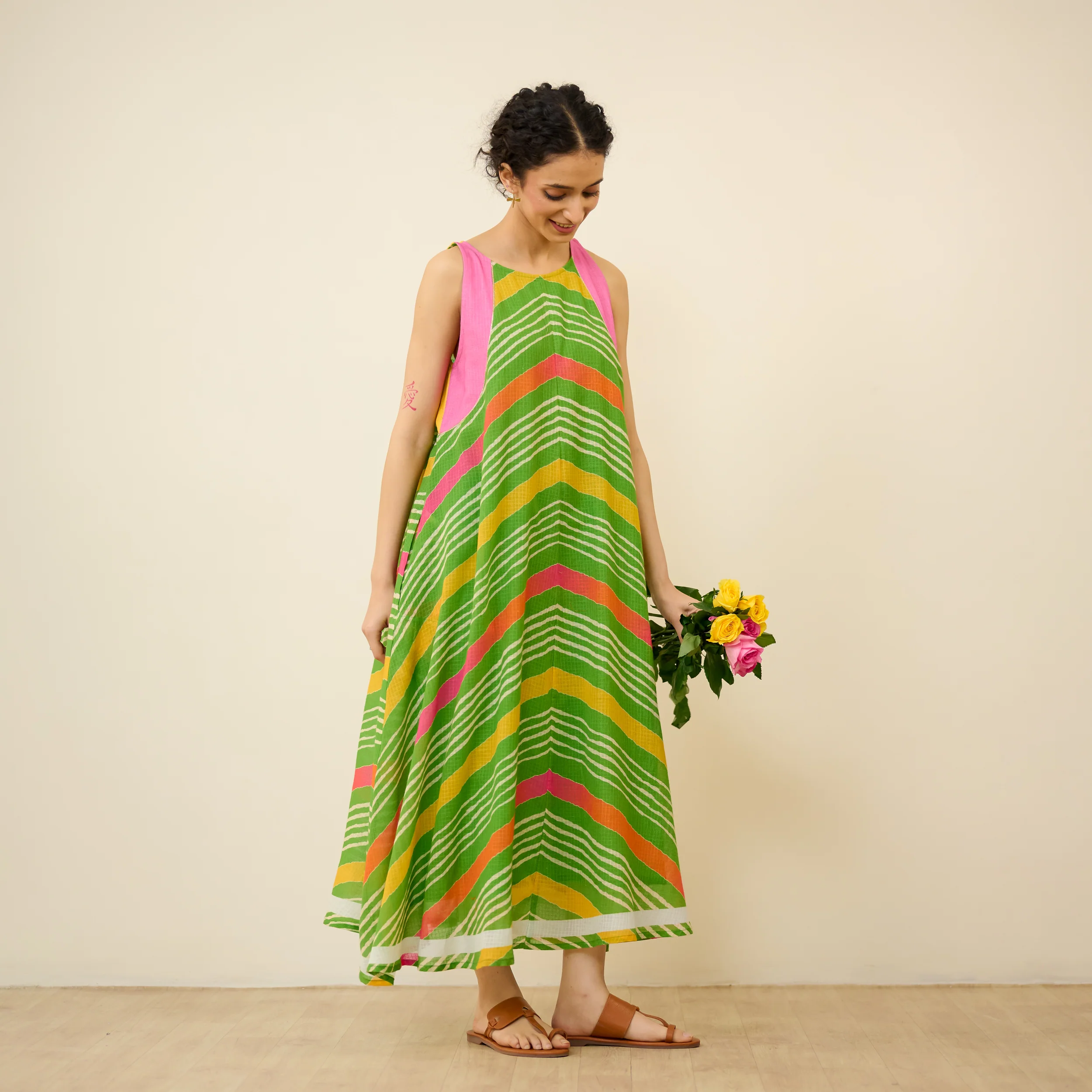 Sawan Leheriya Kota Doria Cotton Dress - Multicolour - Image 6