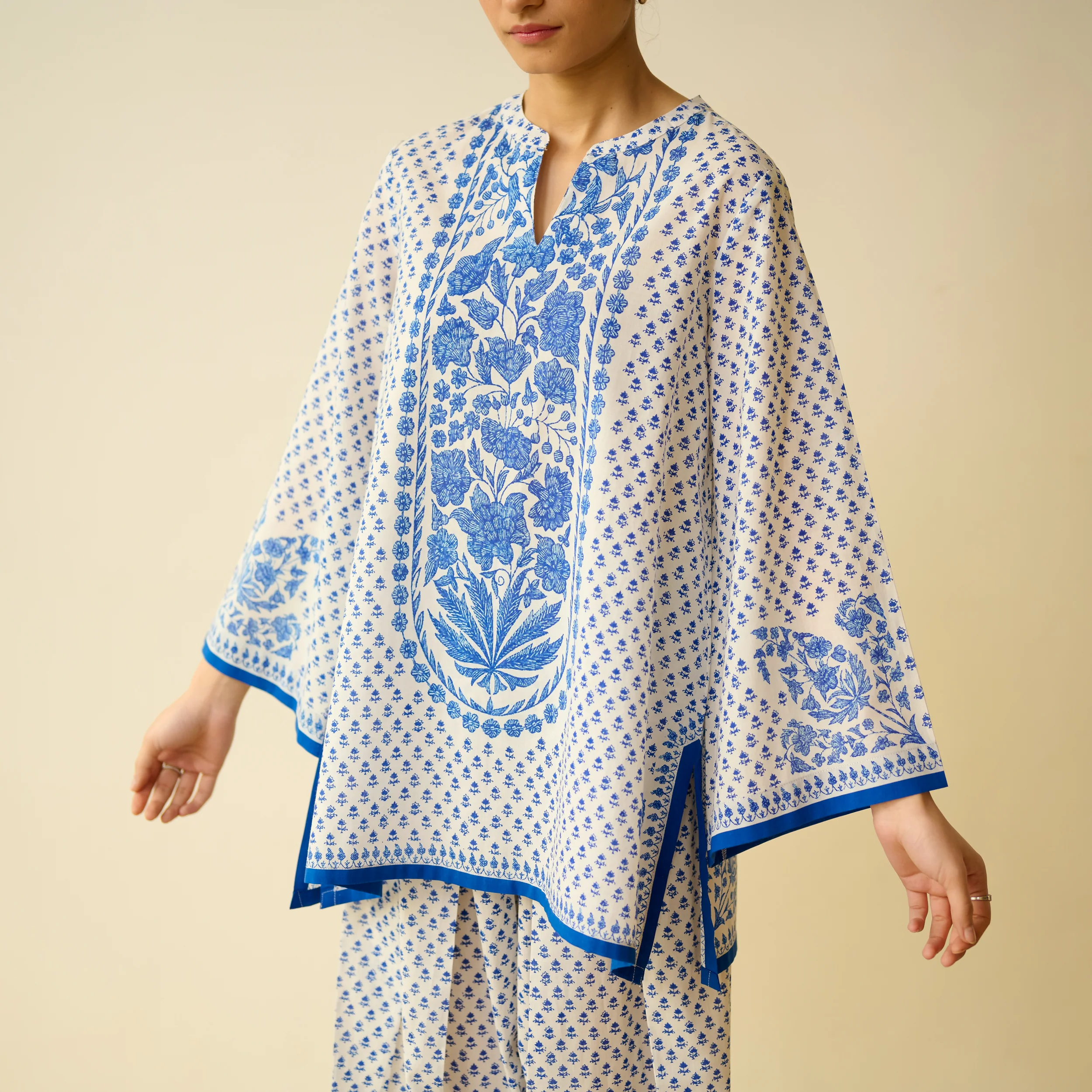 Smriti Bagh Mulmul Cotton Farsi Set - Jaipur Blue - Image 2