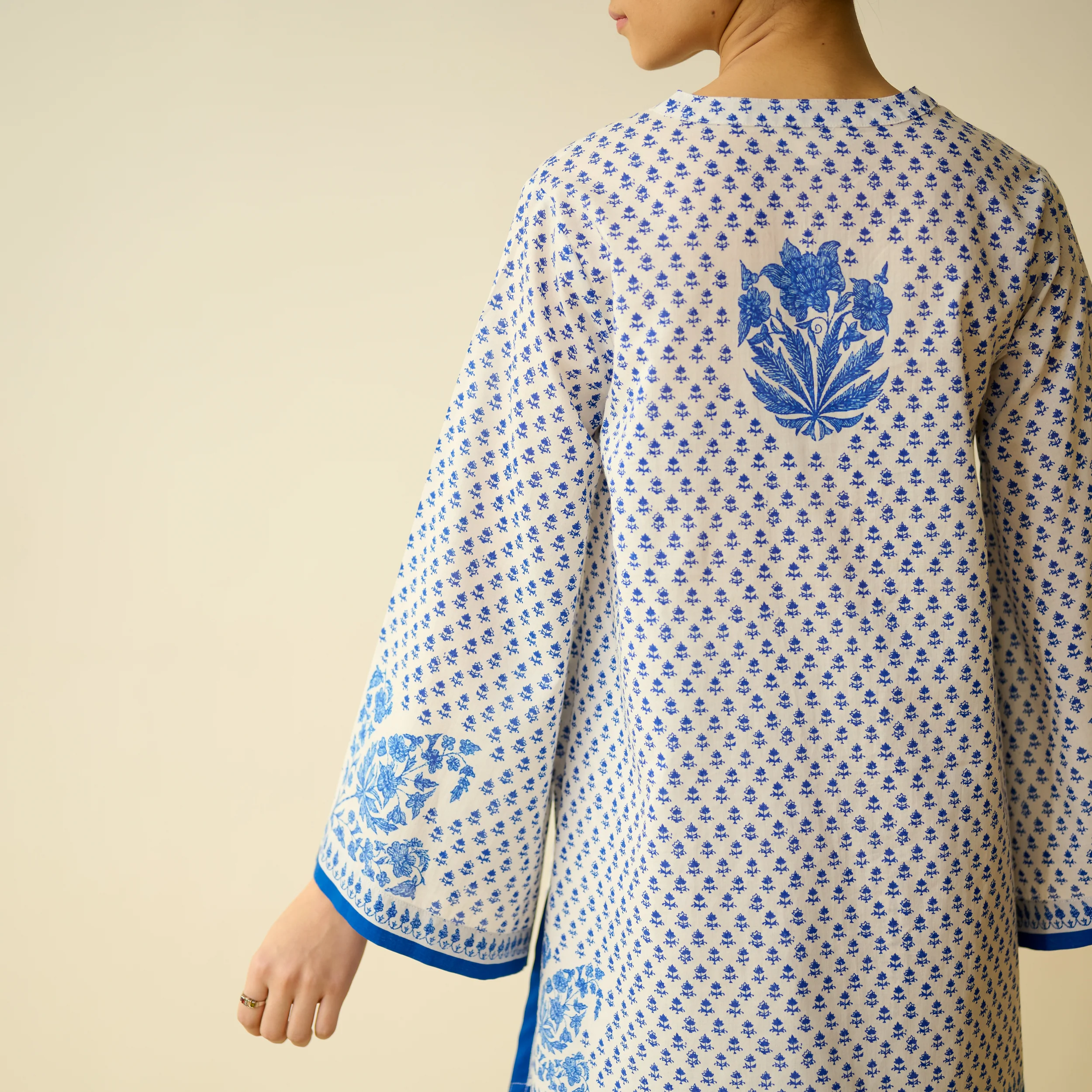 Smriti Bagh Mulmul Cotton Farsi Set - Jaipur Blue - Image 3