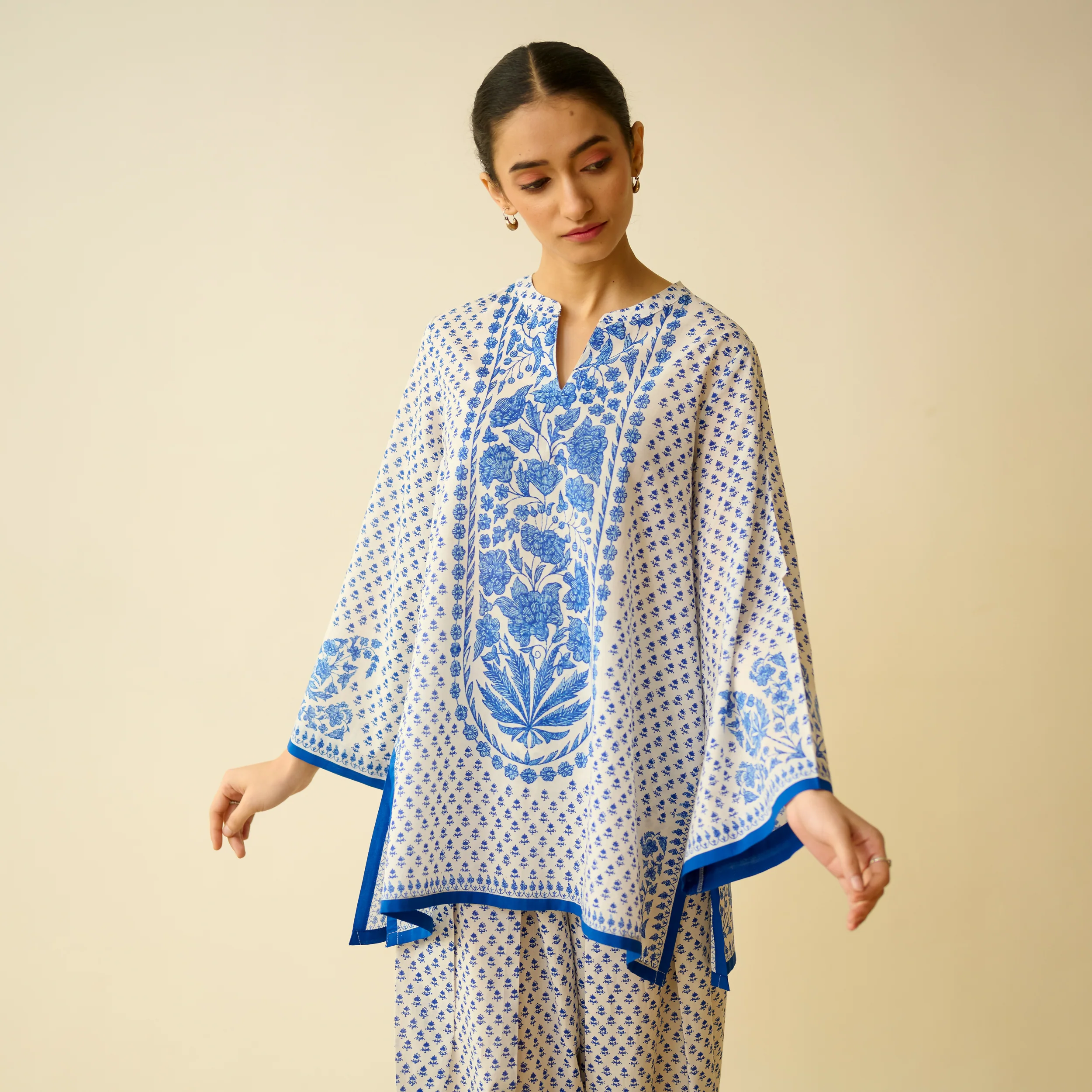 Smriti Bagh Mulmul Cotton Farsi Set - Jaipur Blue - Image 5