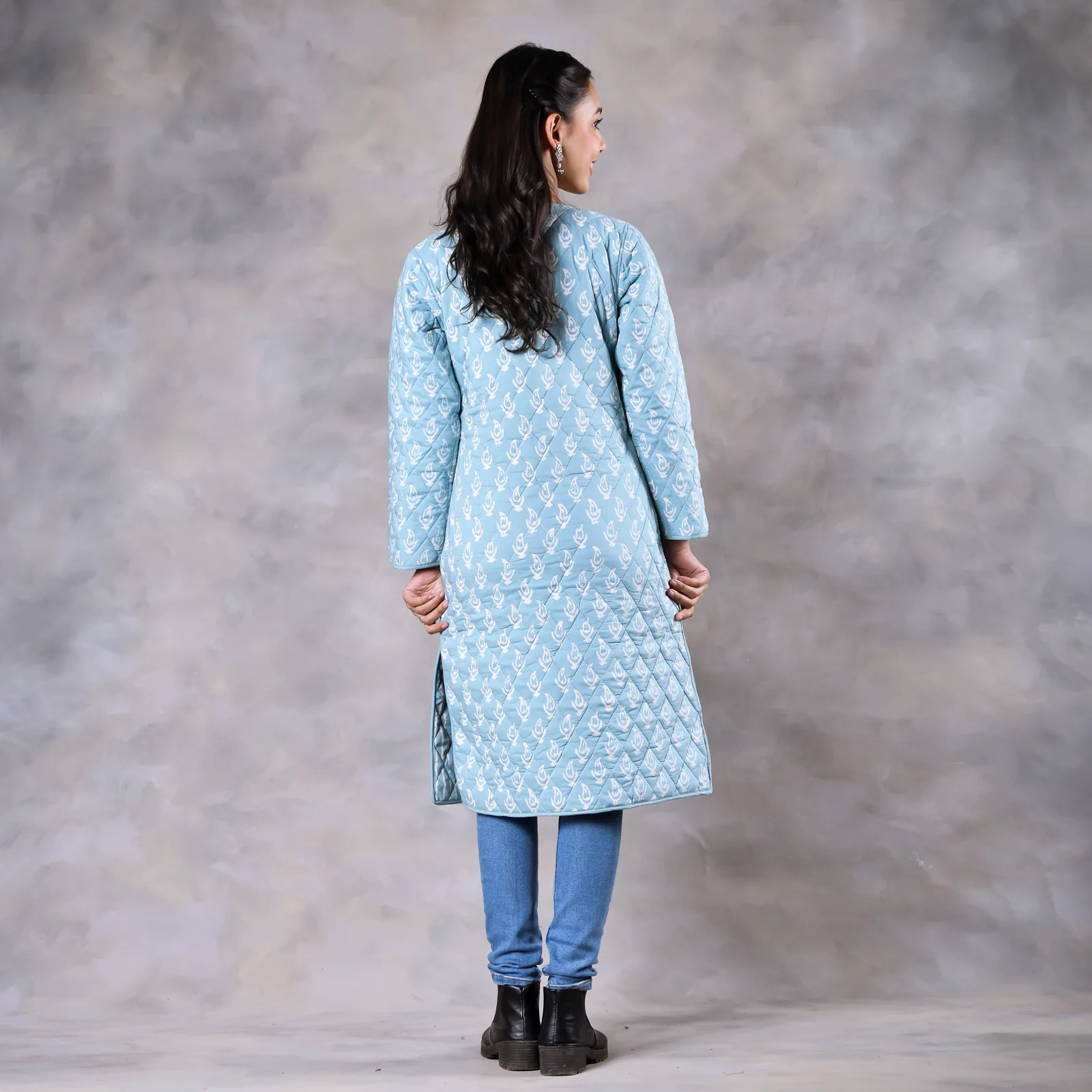 Snowdrop Powder Blue Reversible Quilted Jacket - Image 11