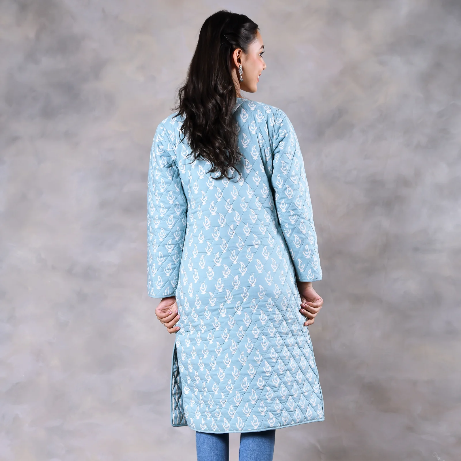 Snowdrop Powder Blue Reversible Quilted Jacket - Image 5