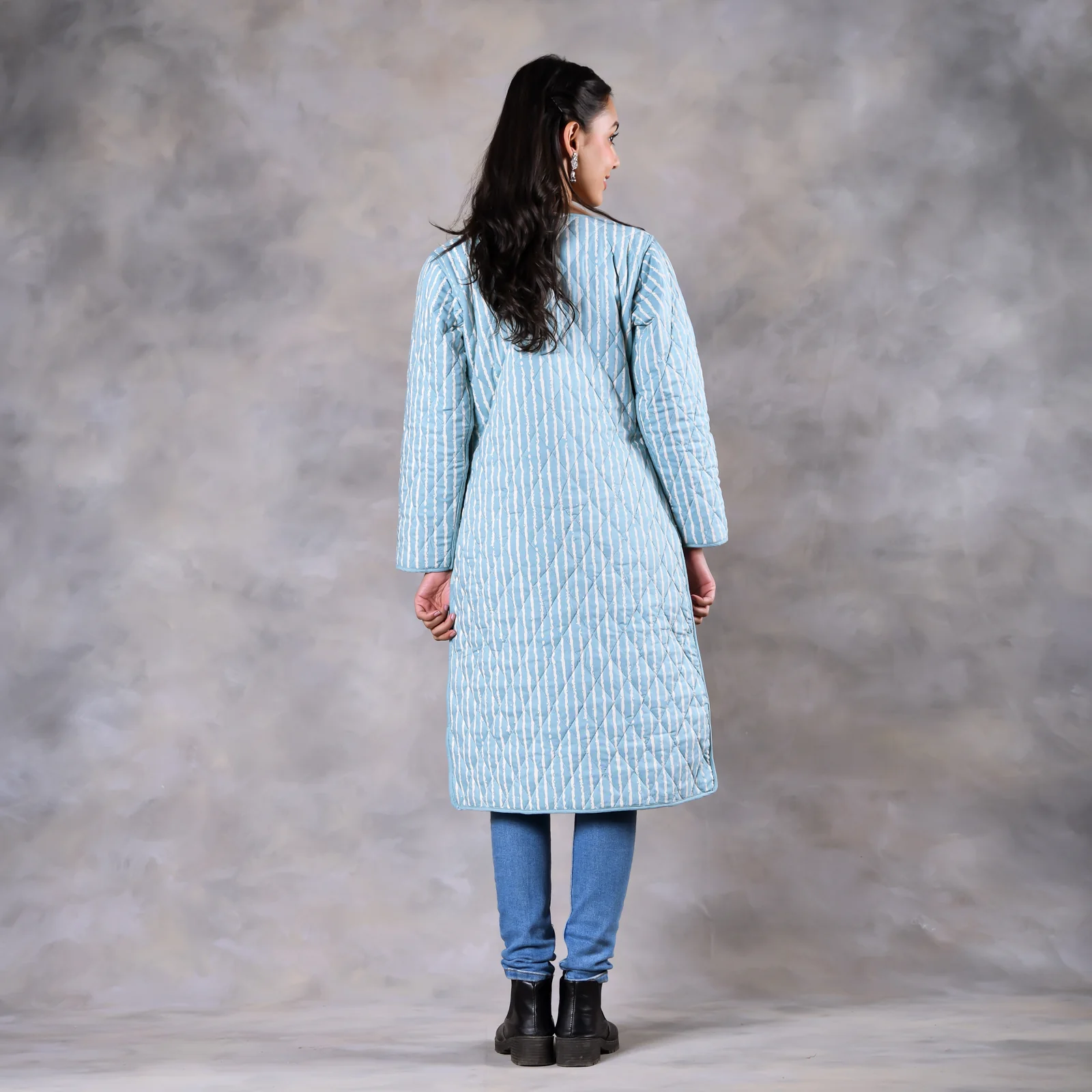 Snowdrop Powder Blue Reversible Quilted Jacket - Image 8