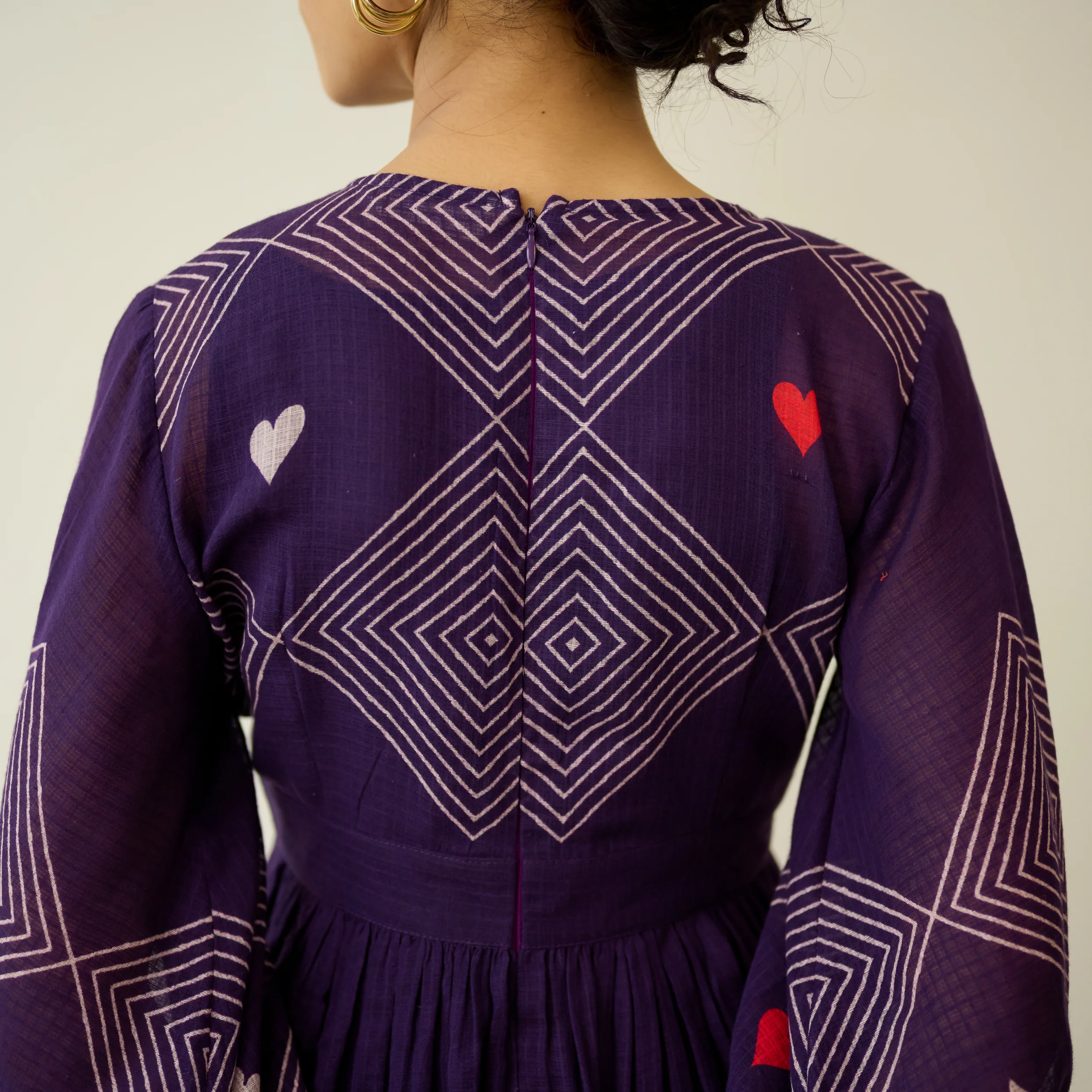 Solitaire Kota Doria Cotton Dress - Aubergine - Image 3