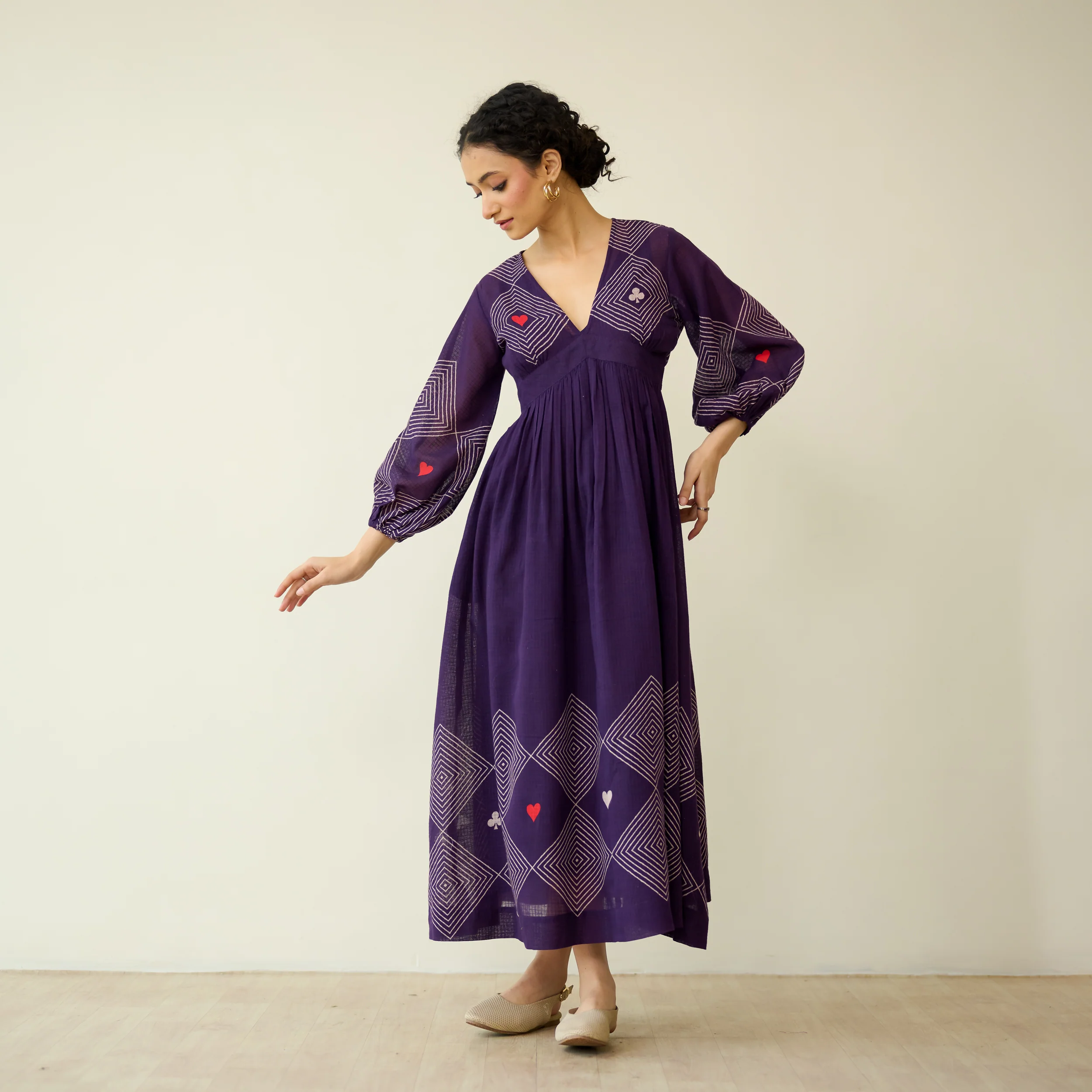 Solitaire Kota Doria Cotton Dress - Aubergine - Image 6