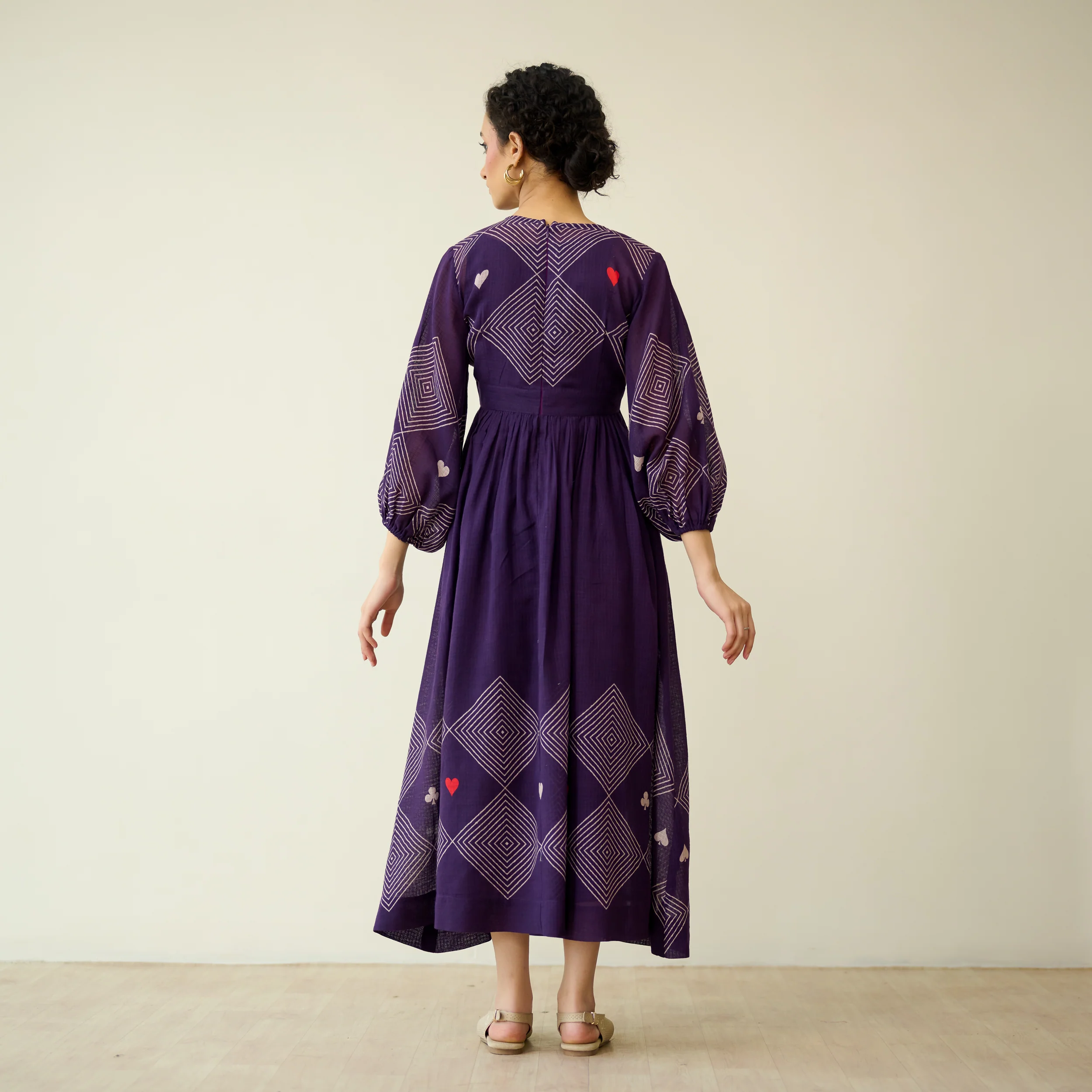 Solitaire Kota Doria Cotton Dress - Aubergine - Image 7
