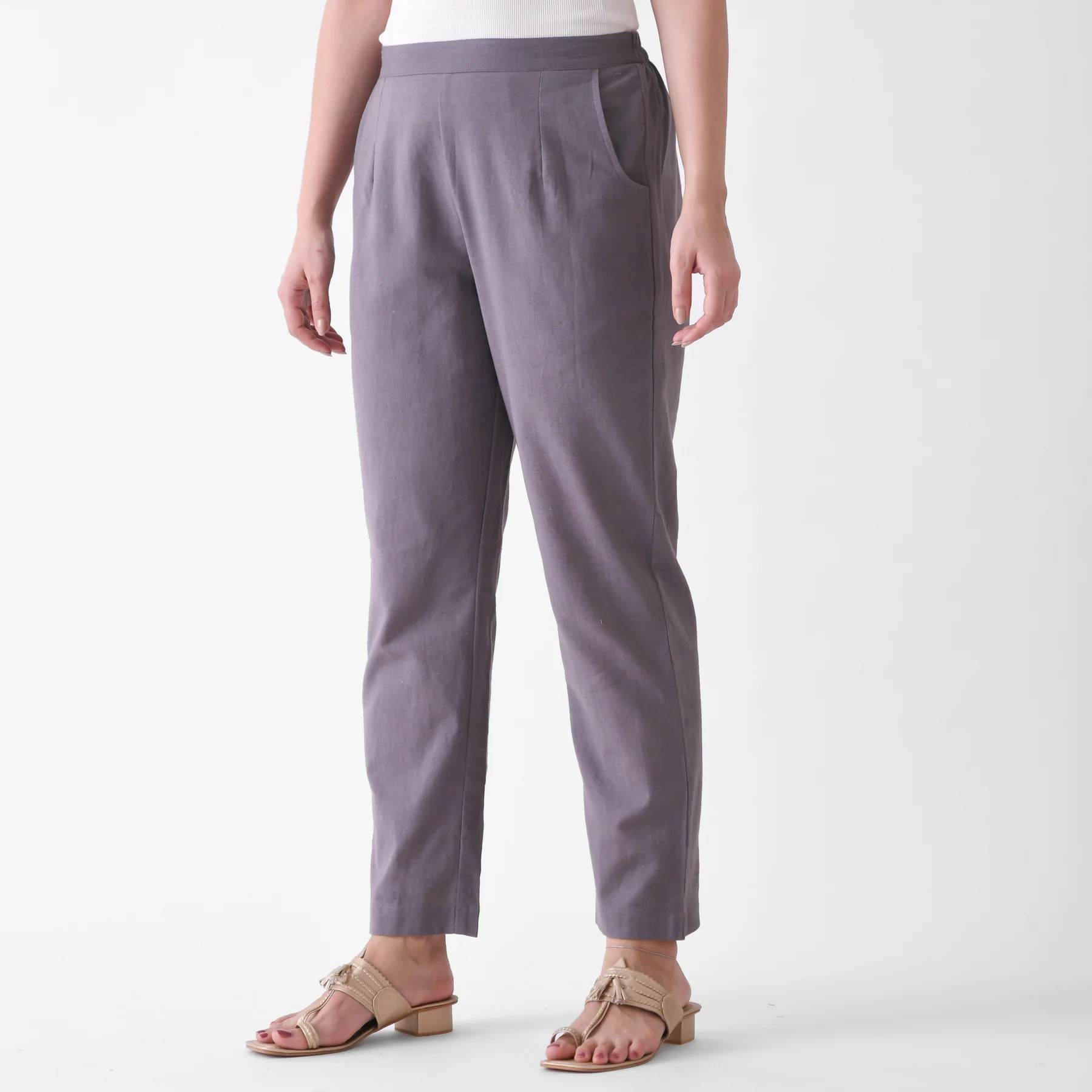 Steel Grey Cotton AMPM Pants - Image 4