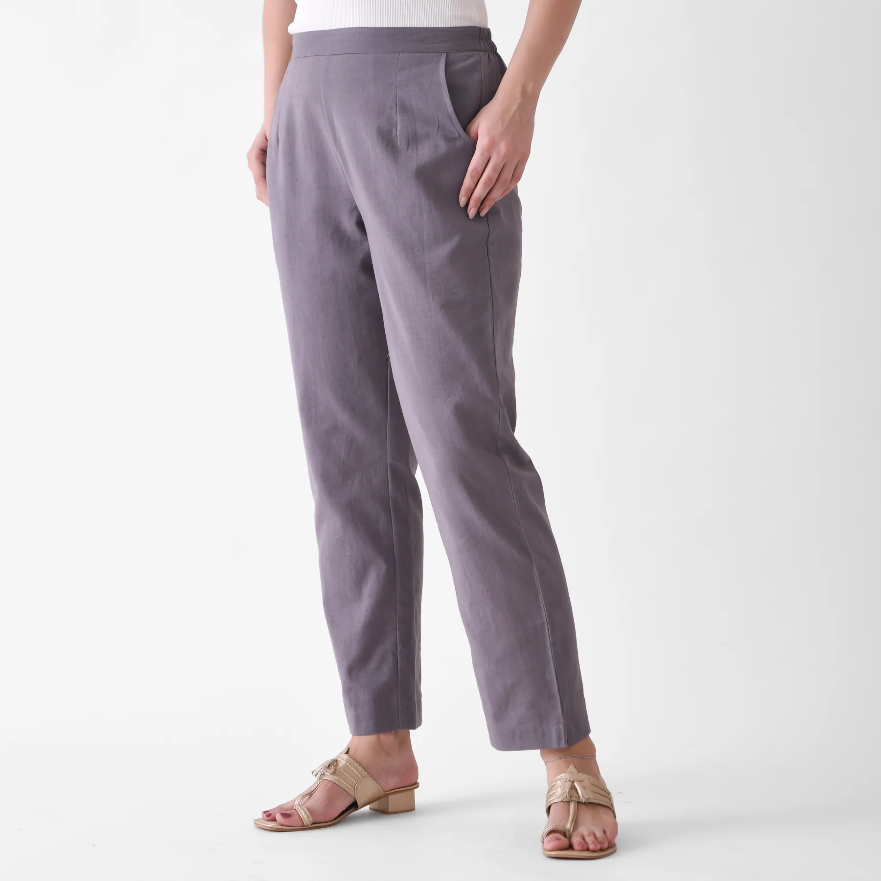 Steel Grey Cotton AMPM Pants - Image 6