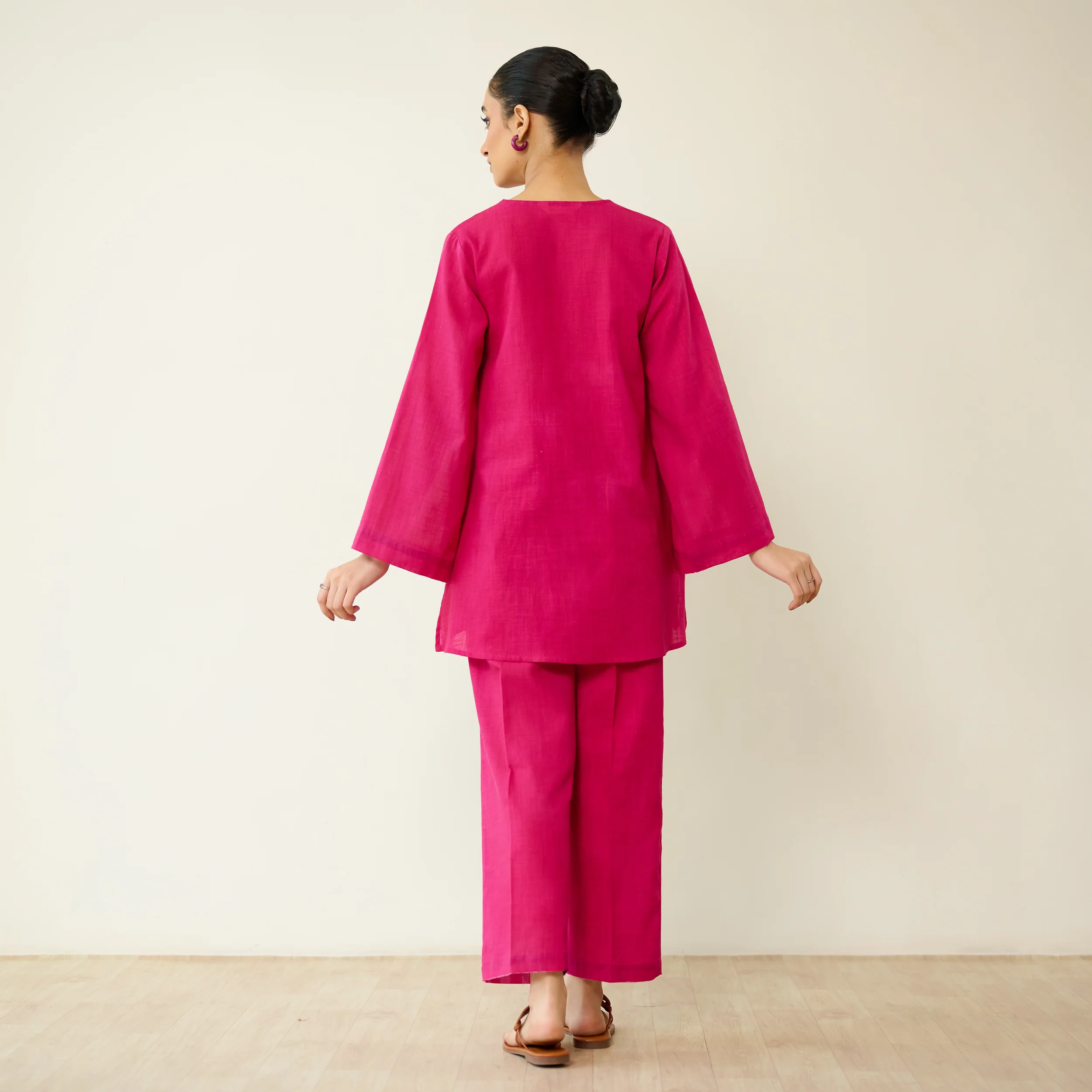 Stitch Rose Pure Slub Cotton Co-ord Set - Fuschia - Image 8