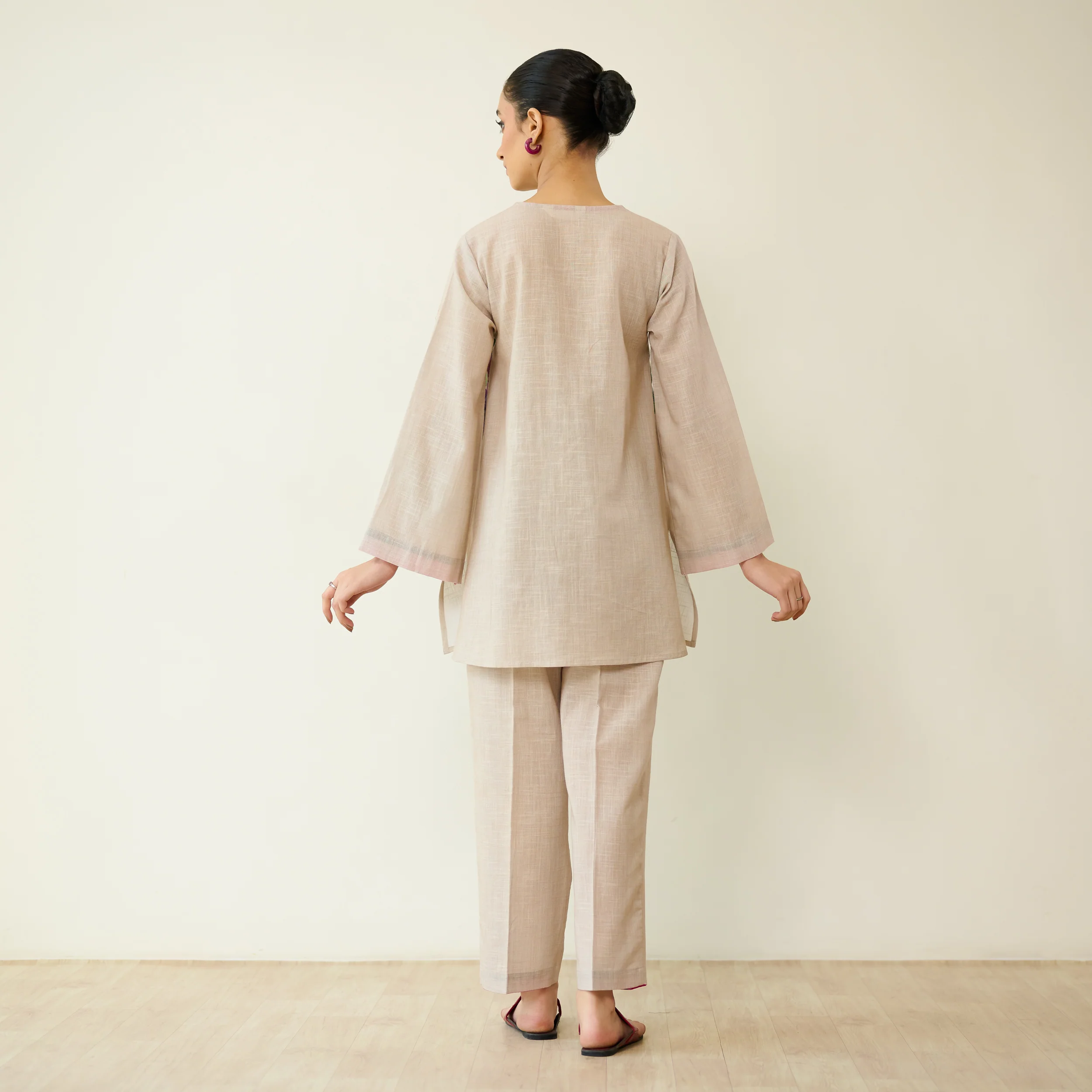 Stitch Rose Pure Slub Cotton Co-ord Set - Off White - Image 7