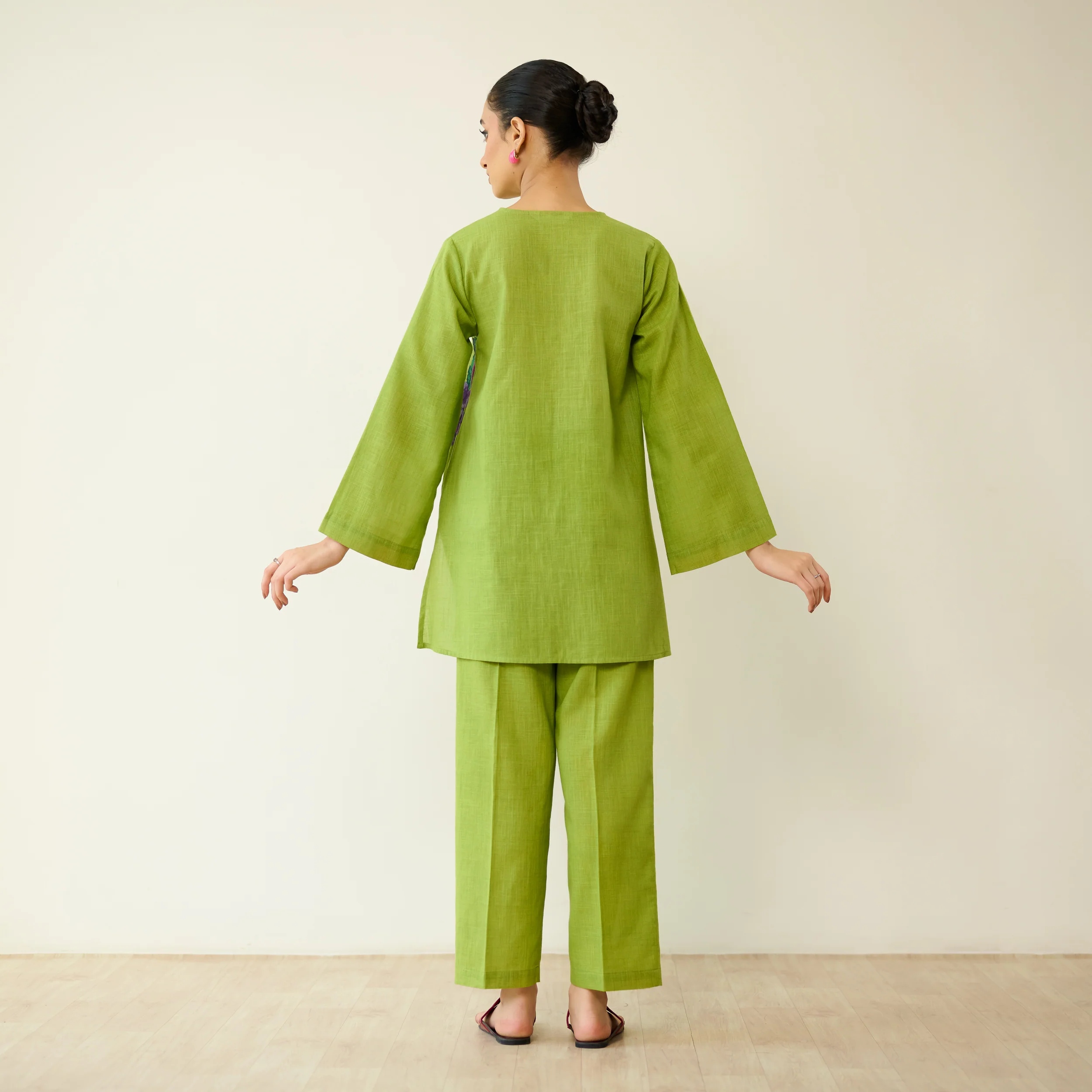 Stitch Rose Pure Slub Cotton Co-ord Set - Olive - Image 7