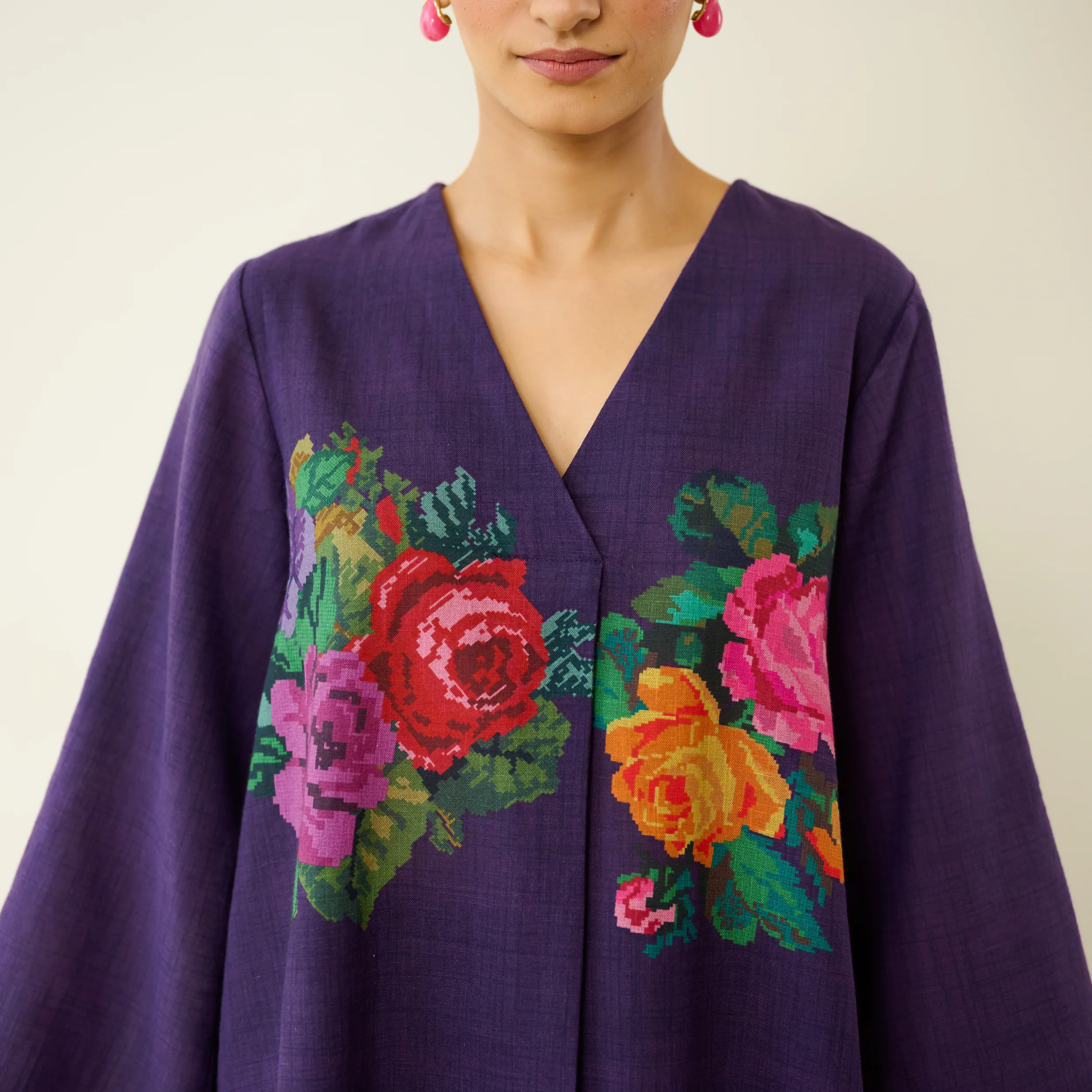 Stitch Rose Pure Slub Cotton Co-ord Set - Violet - Image 2