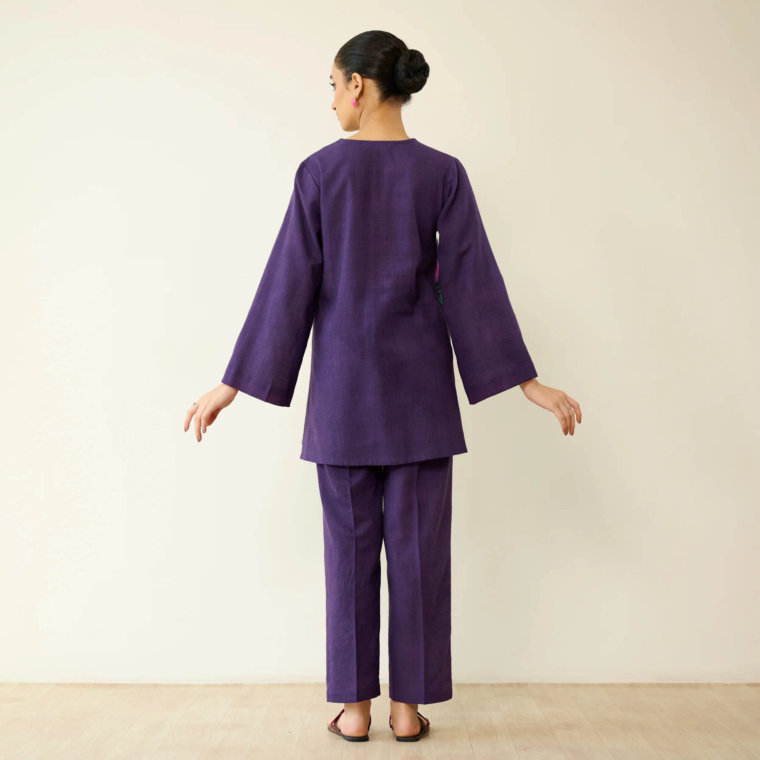 Stitch Rose Pure Slub Cotton Co-ord Set - Violet - Image 7