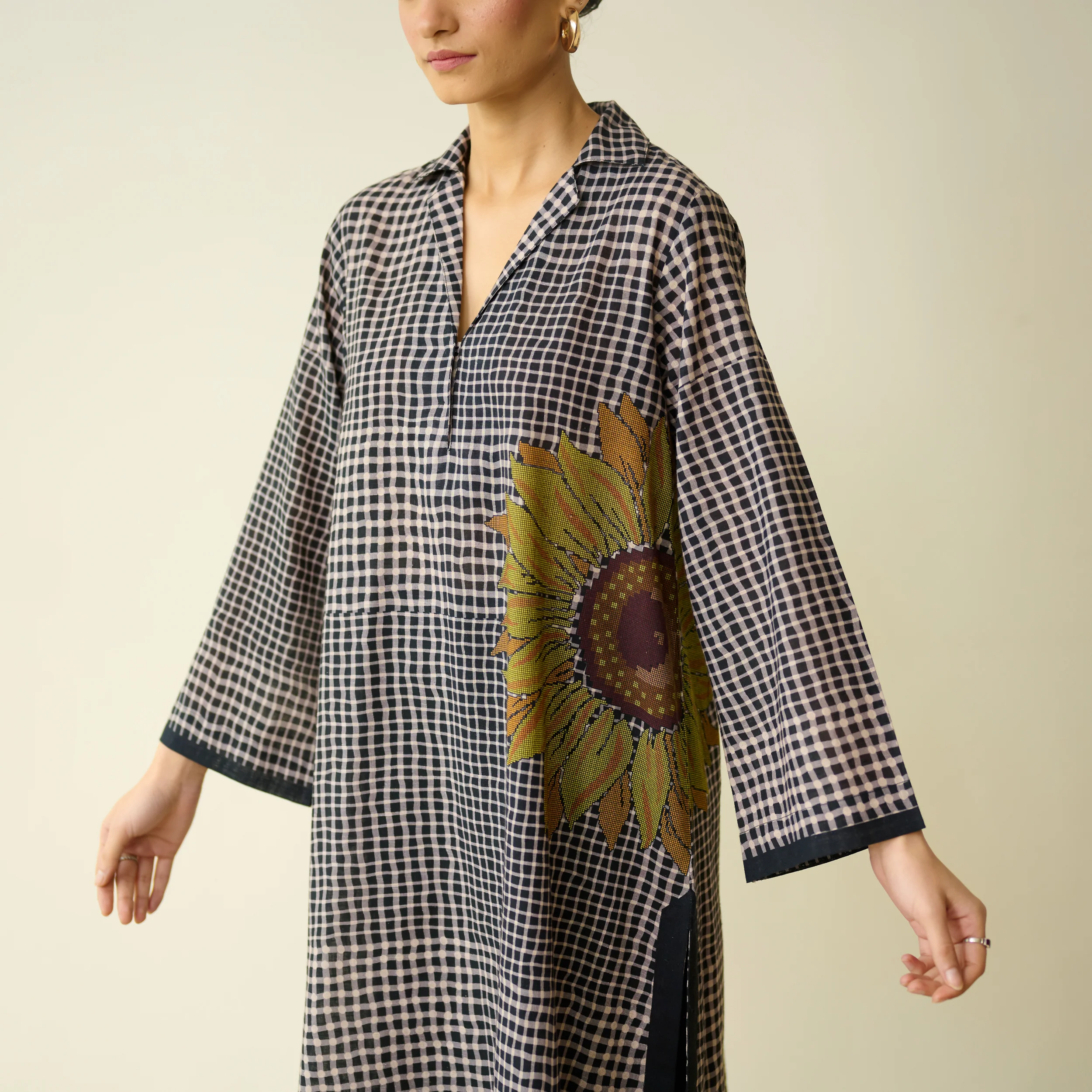 Sunday Slub Cotton Kurta - Charcoal - Image 3