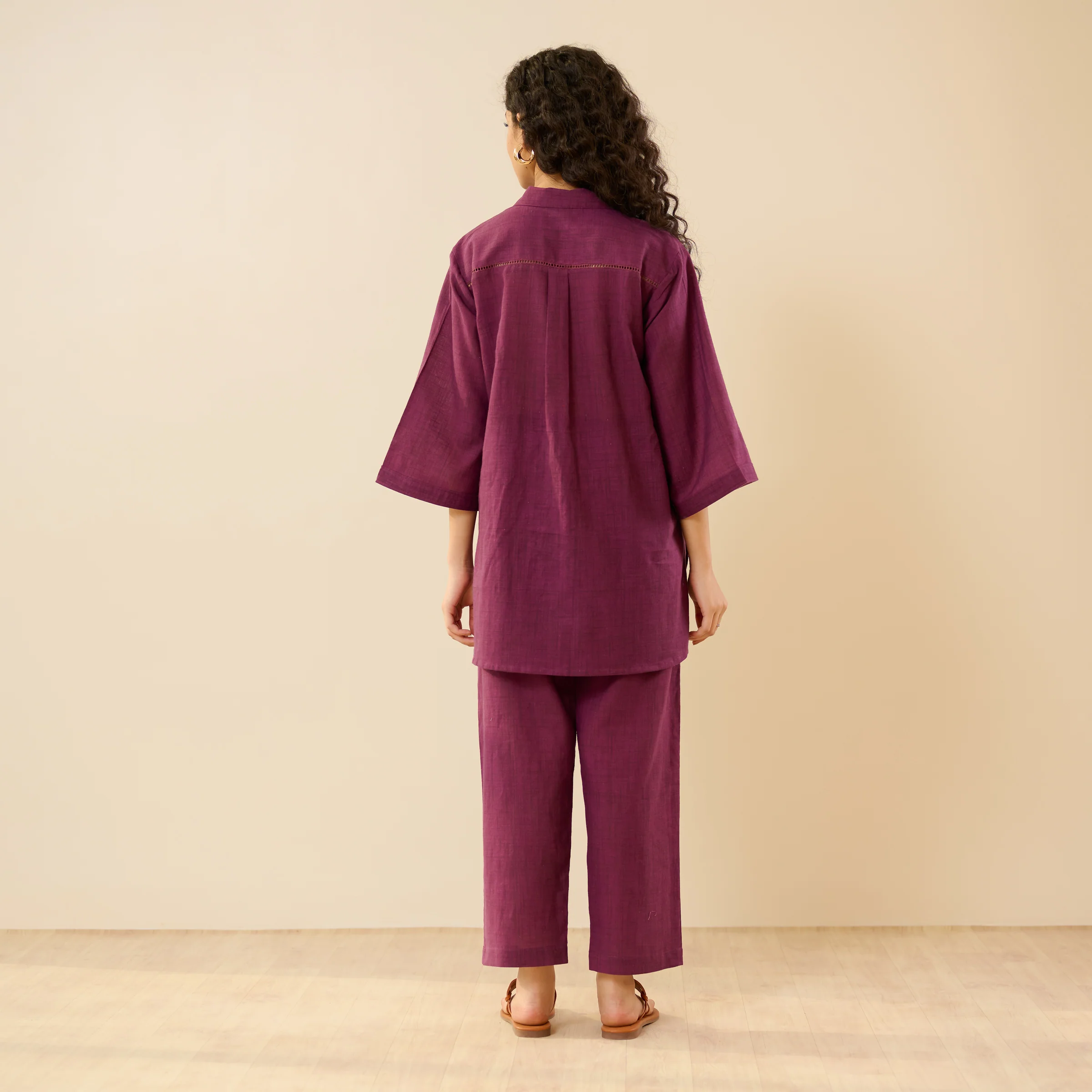 Sunflower Slub Cotton Co-ord Set - Burgundy - Image 8