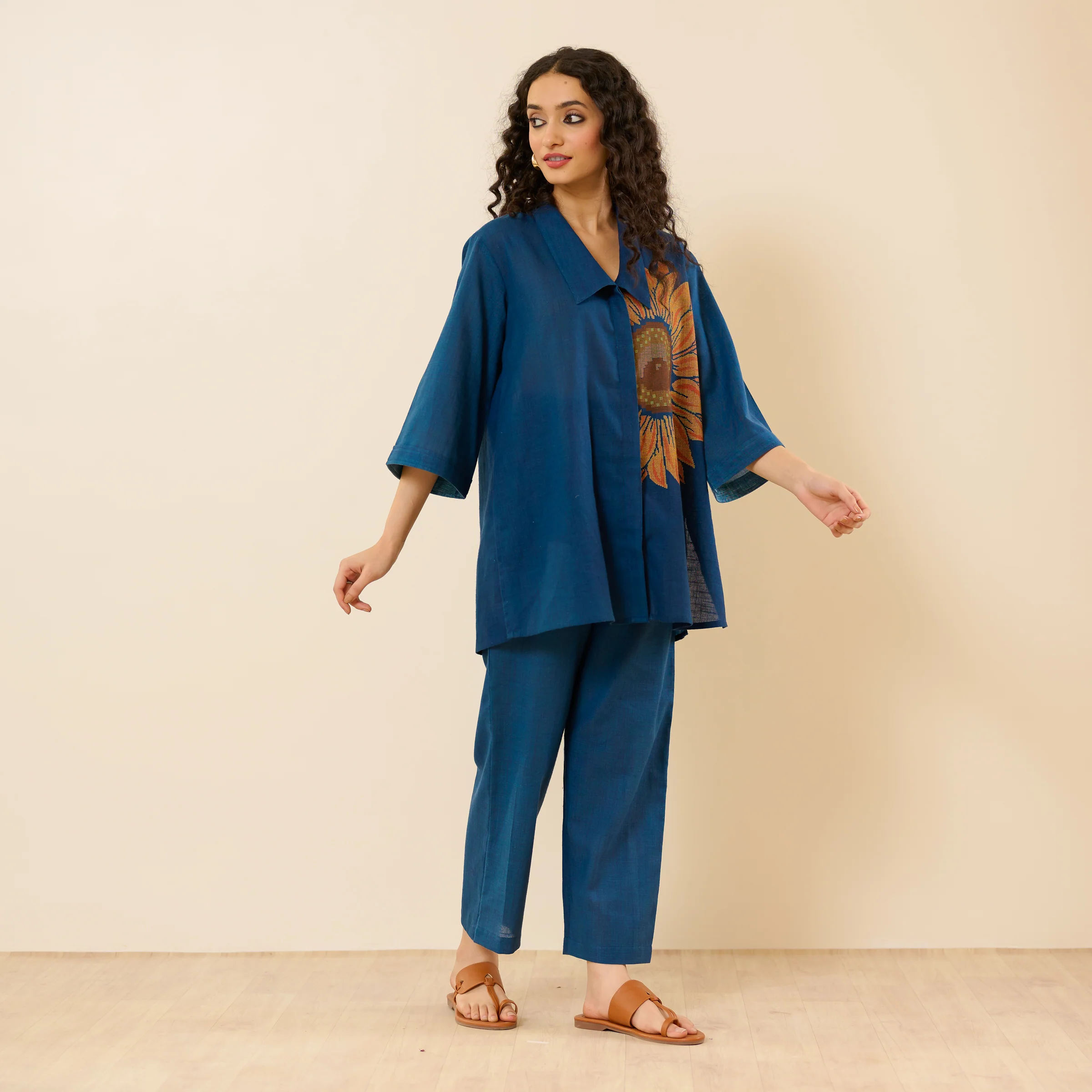Sunflower Slub Cotton Co-ord Set - Indigo - Image 4