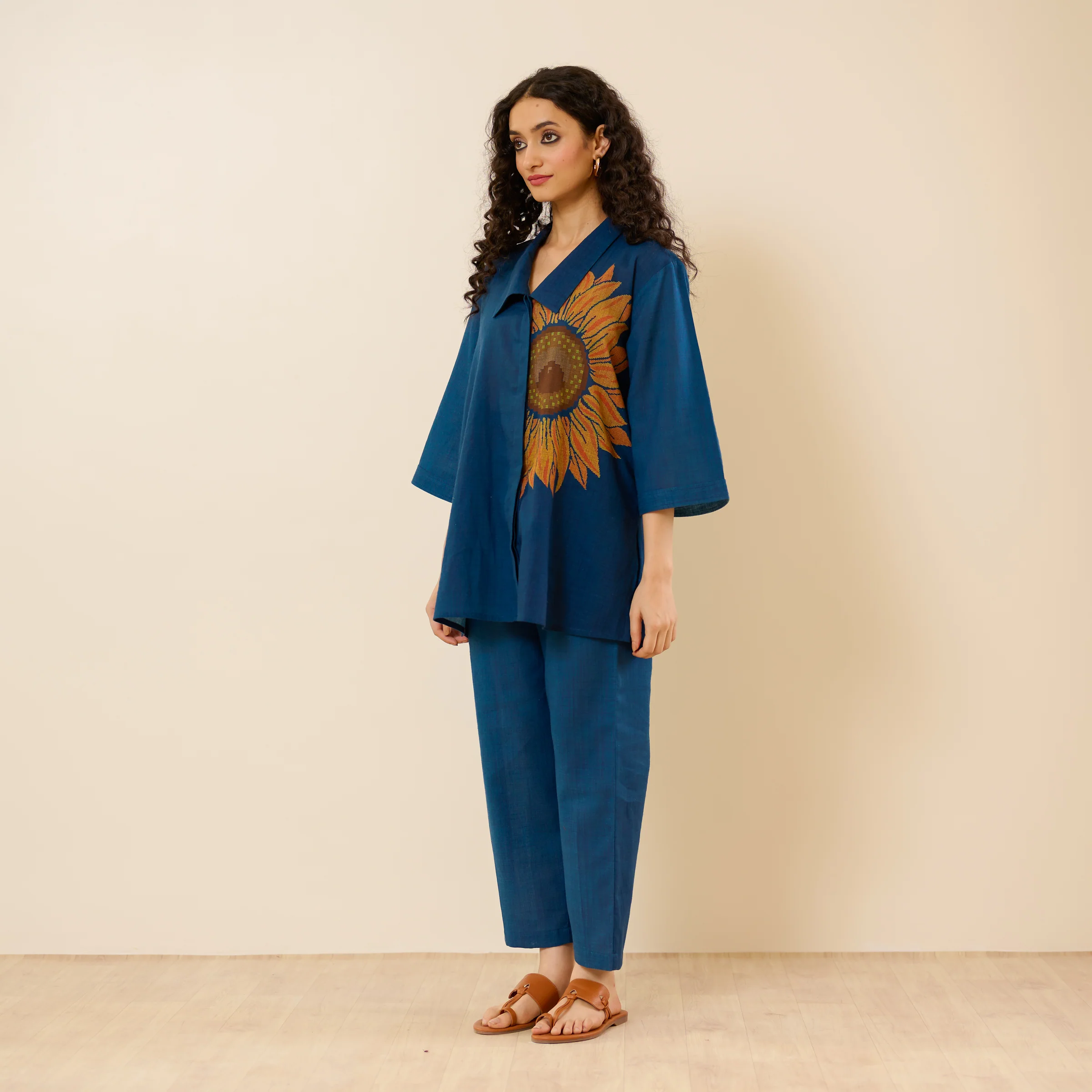 Sunflower Slub Cotton Co-ord Set - Indigo - Image 5