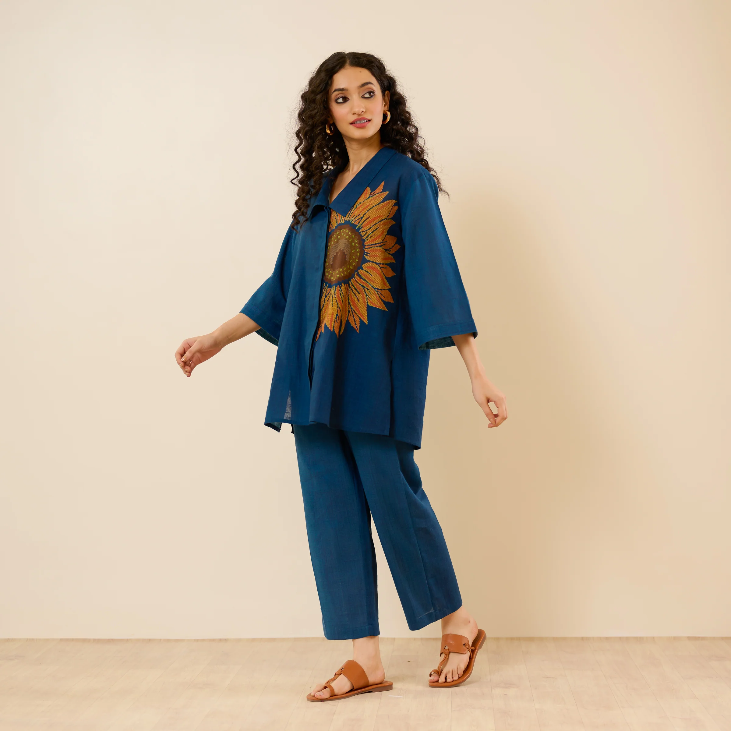 Sunflower Slub Cotton Co-ord Set - Indigo - Image 6