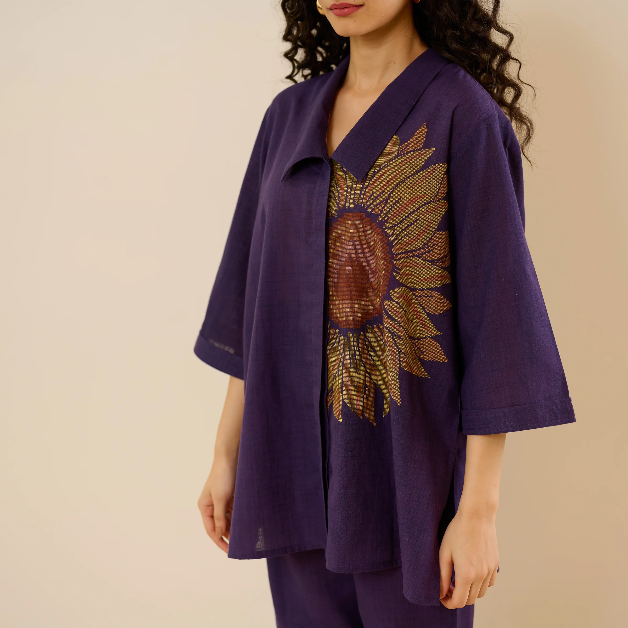 Sunflower Slub Cotton Co-ord Set - Violet - Image 3
