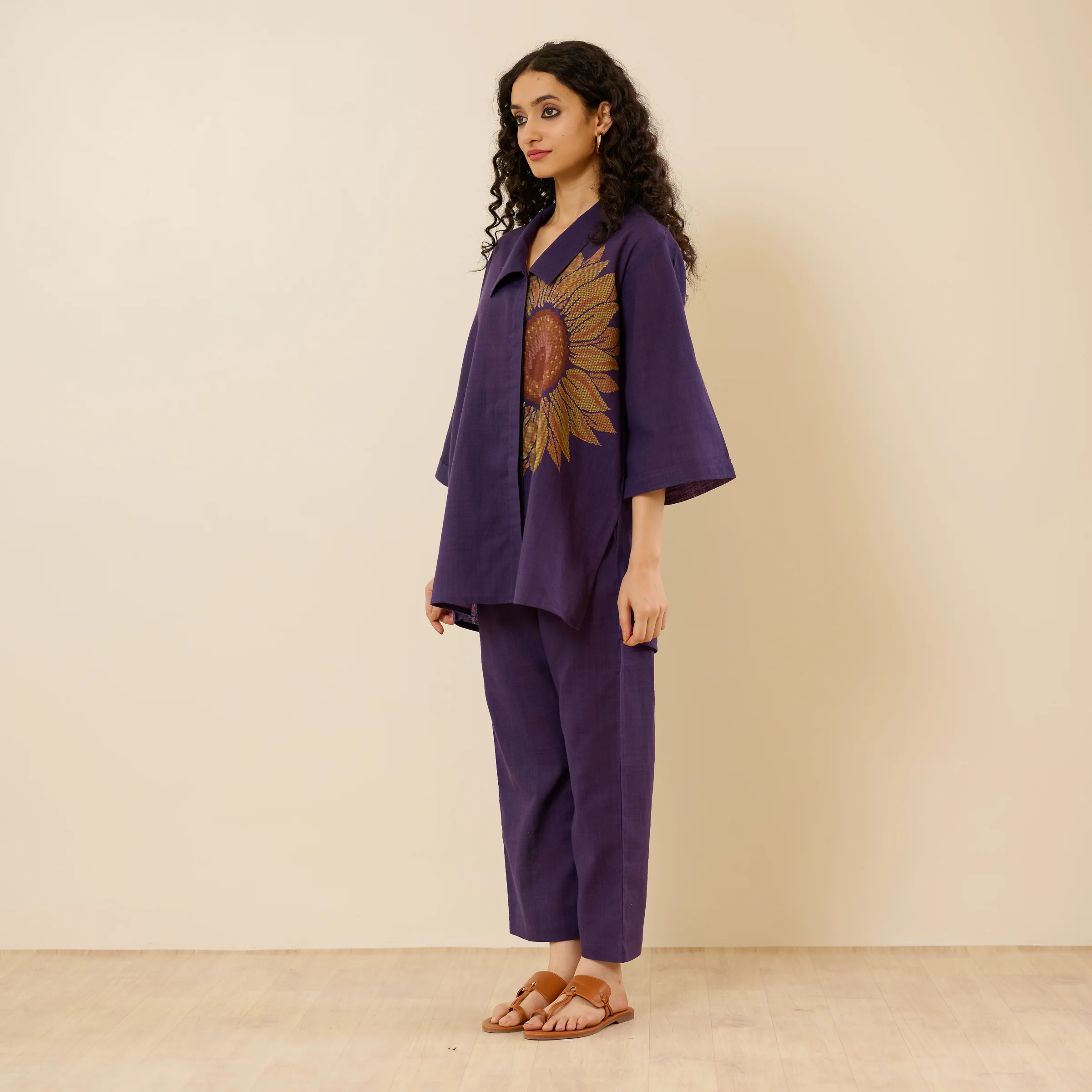 Sunflower Slub Cotton Co-ord Set - Violet - Image 5