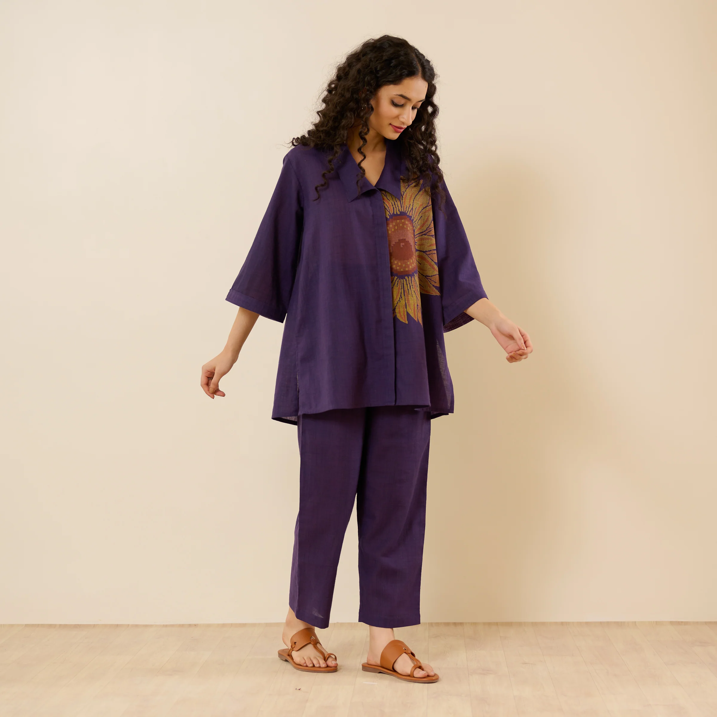Sunflower Slub Cotton Co-ord Set - Violet - Image 6