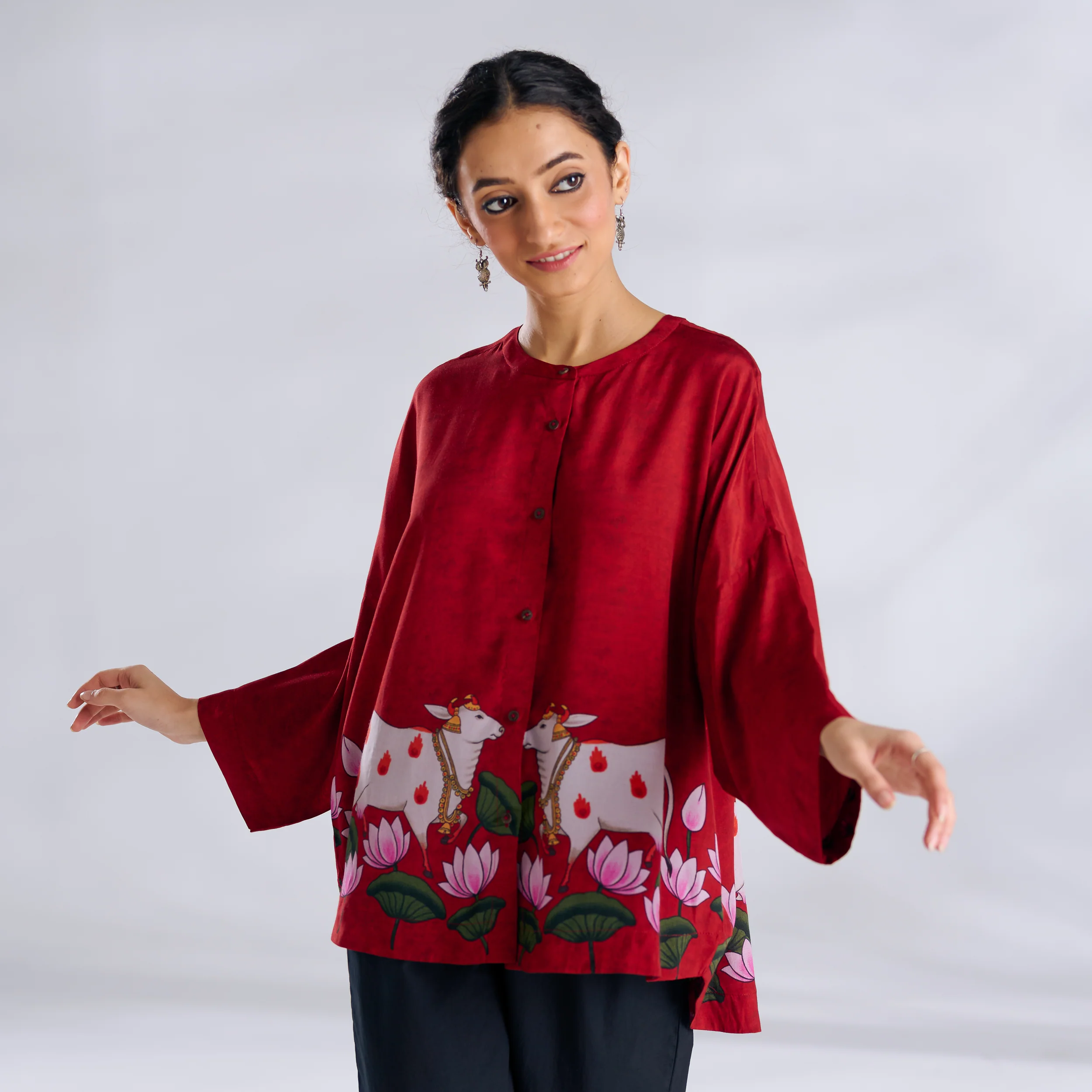 Surbhi Shantoon Shirt - Blood Red - Image 5