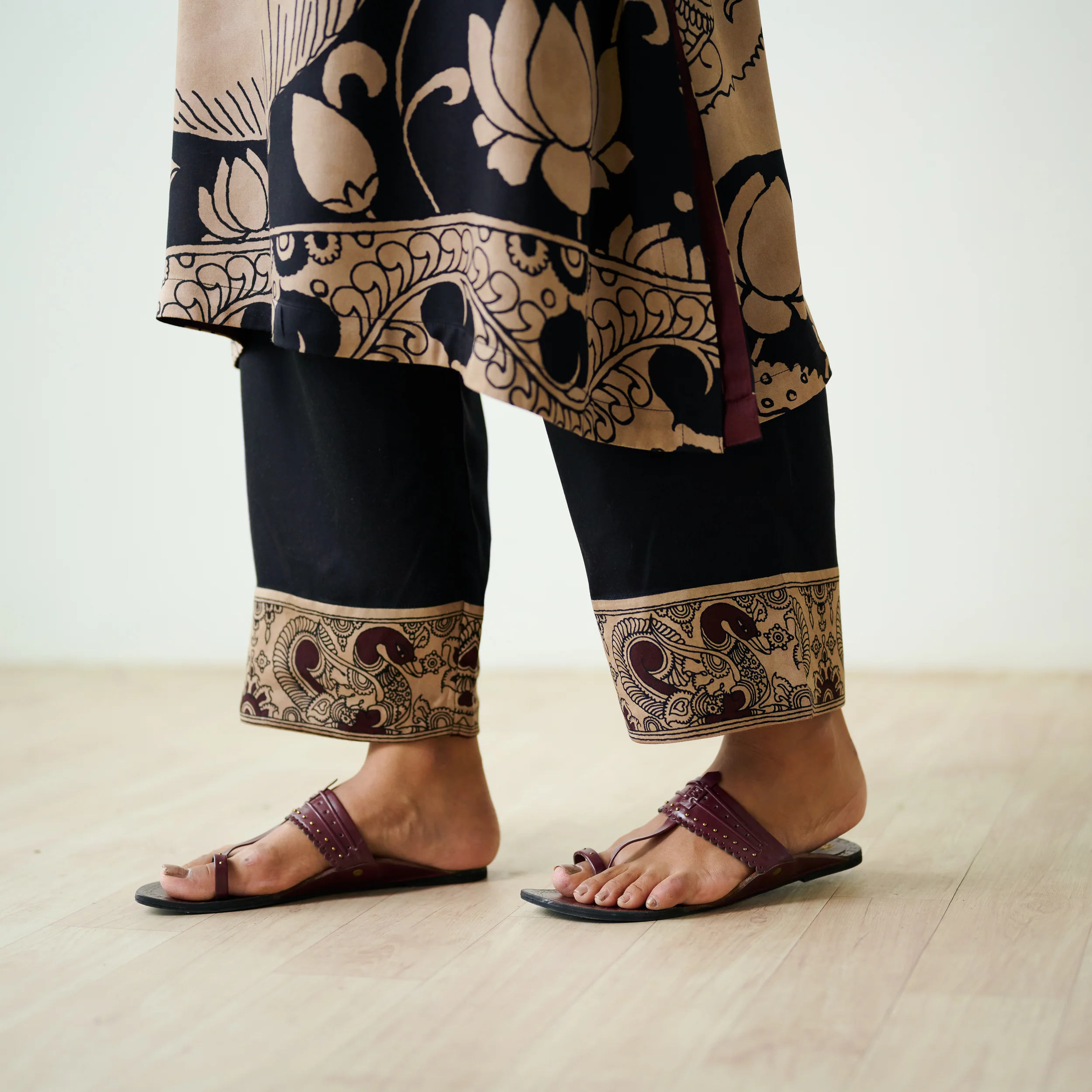 Syahi Modal Satin Kurta Set with Mukaish Embroidery Details - Charcoal - Image 4