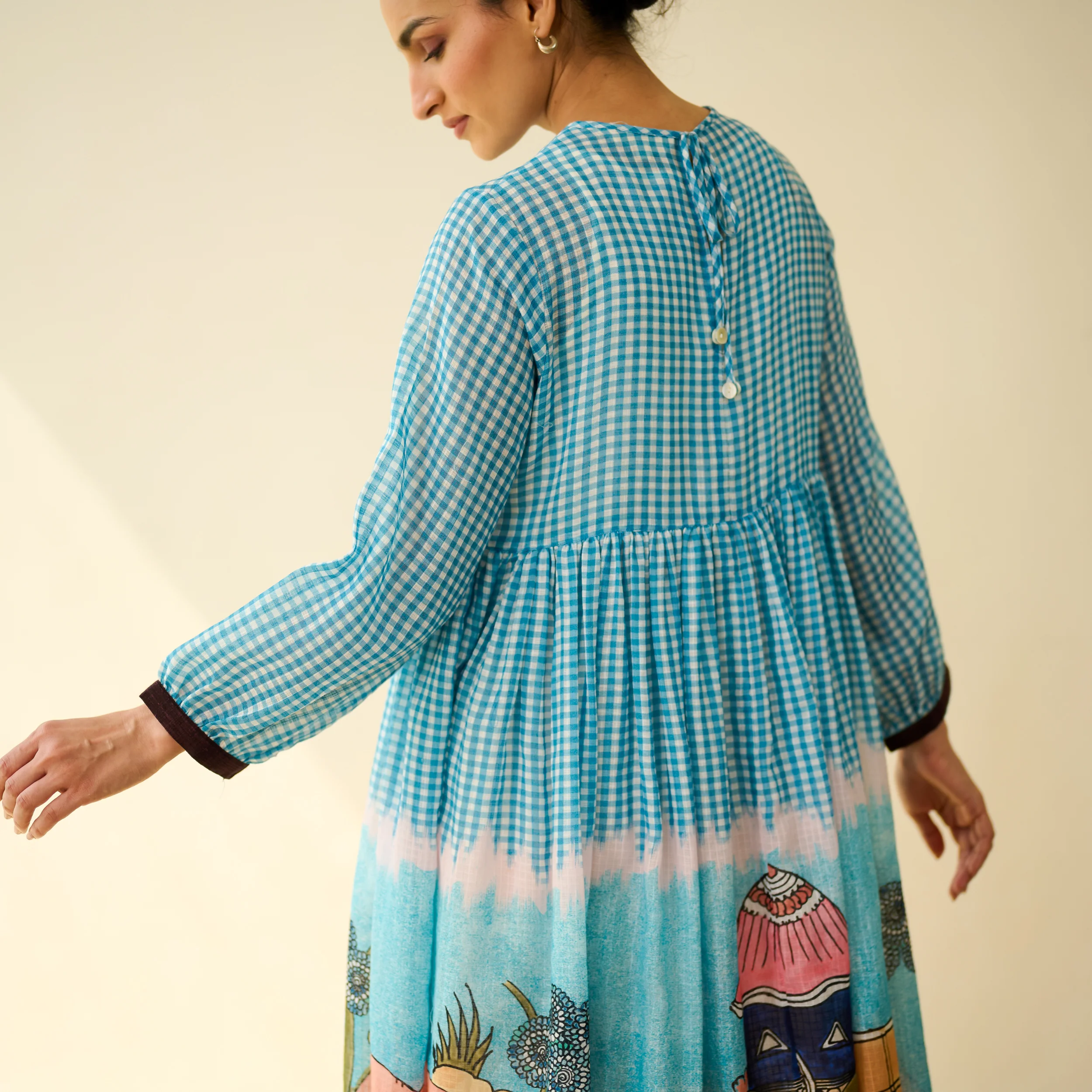 Tira Kota Doria Cotton Fun Dress - Ice Blue - Image 2