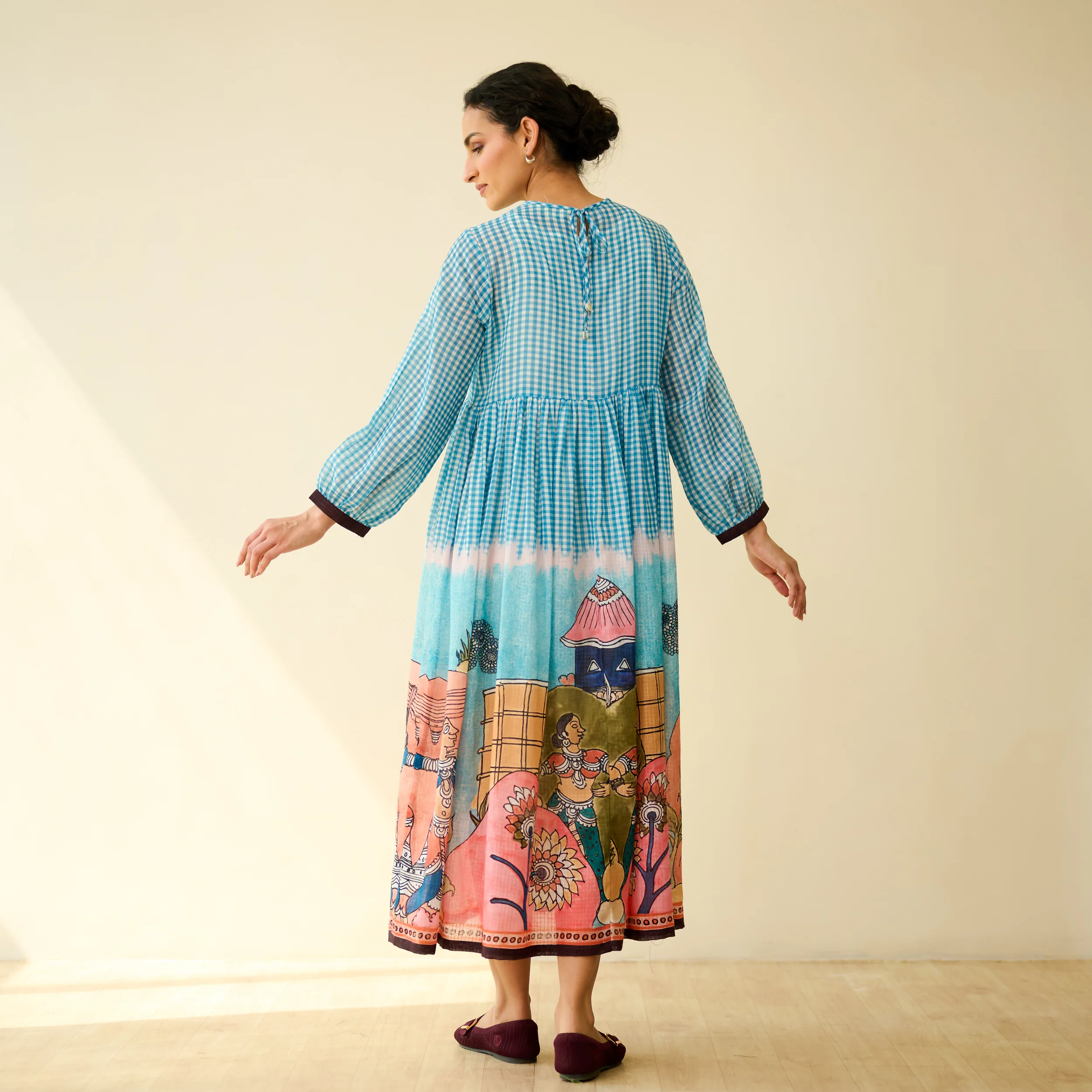 Tira Kota Doria Cotton Fun Dress - Ice Blue - Image 8