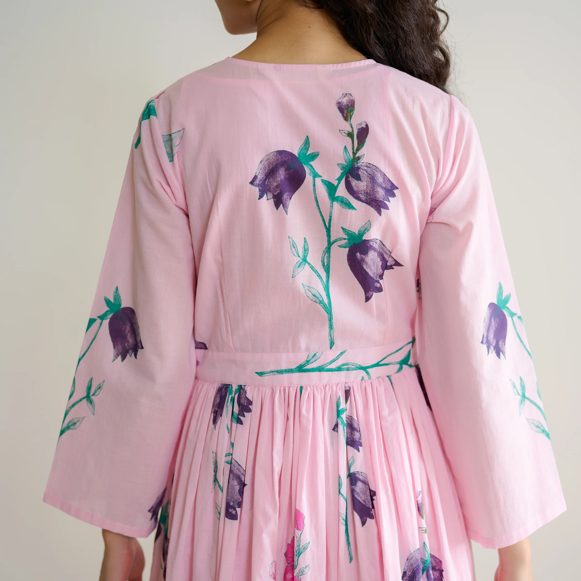 Tulip Cotton Overlap Dress with Mulmul Slip - Candy Pink - Image 6