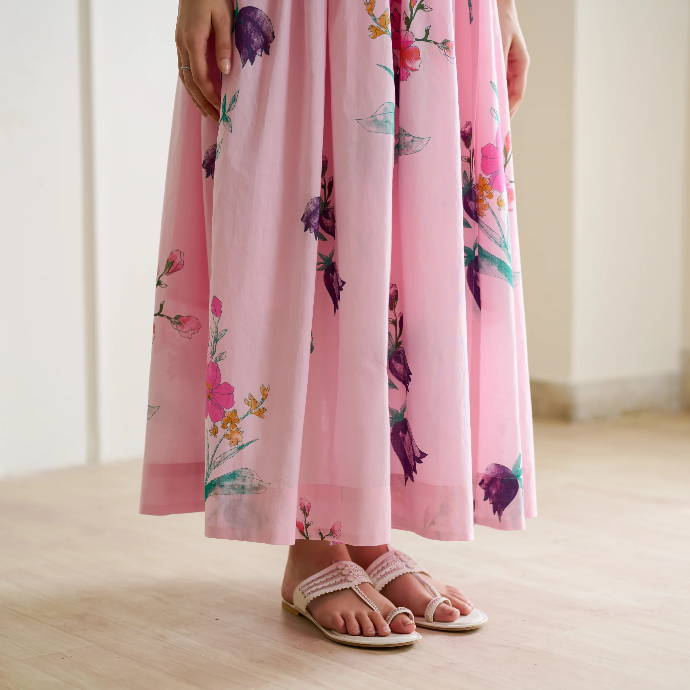 Tulip Cotton Overlap Dress with Mulmul Slip - Candy Pink - Image 7
