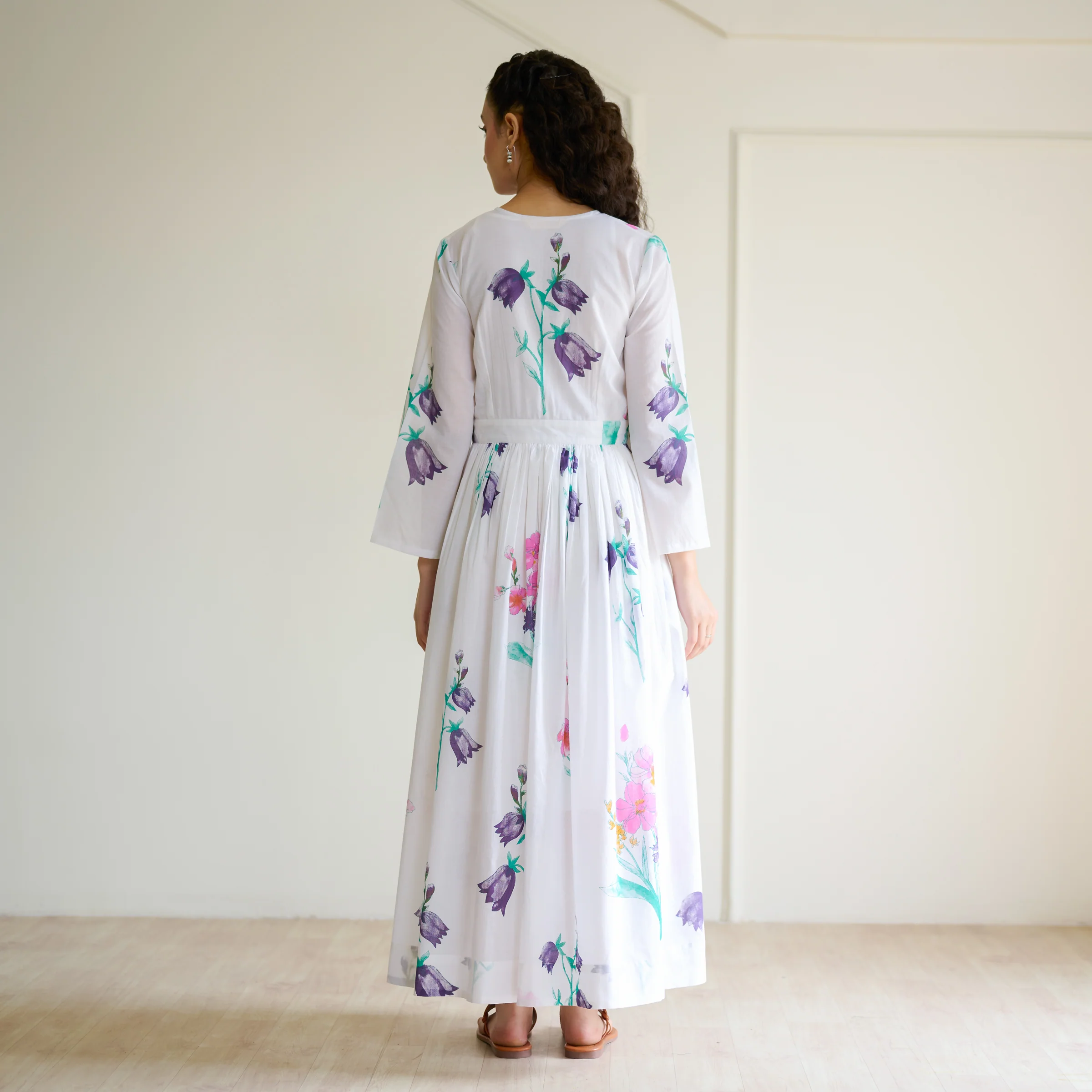Tulip Cotton Overlap Dress with Mulmul Slip - Sharp white - Image 11