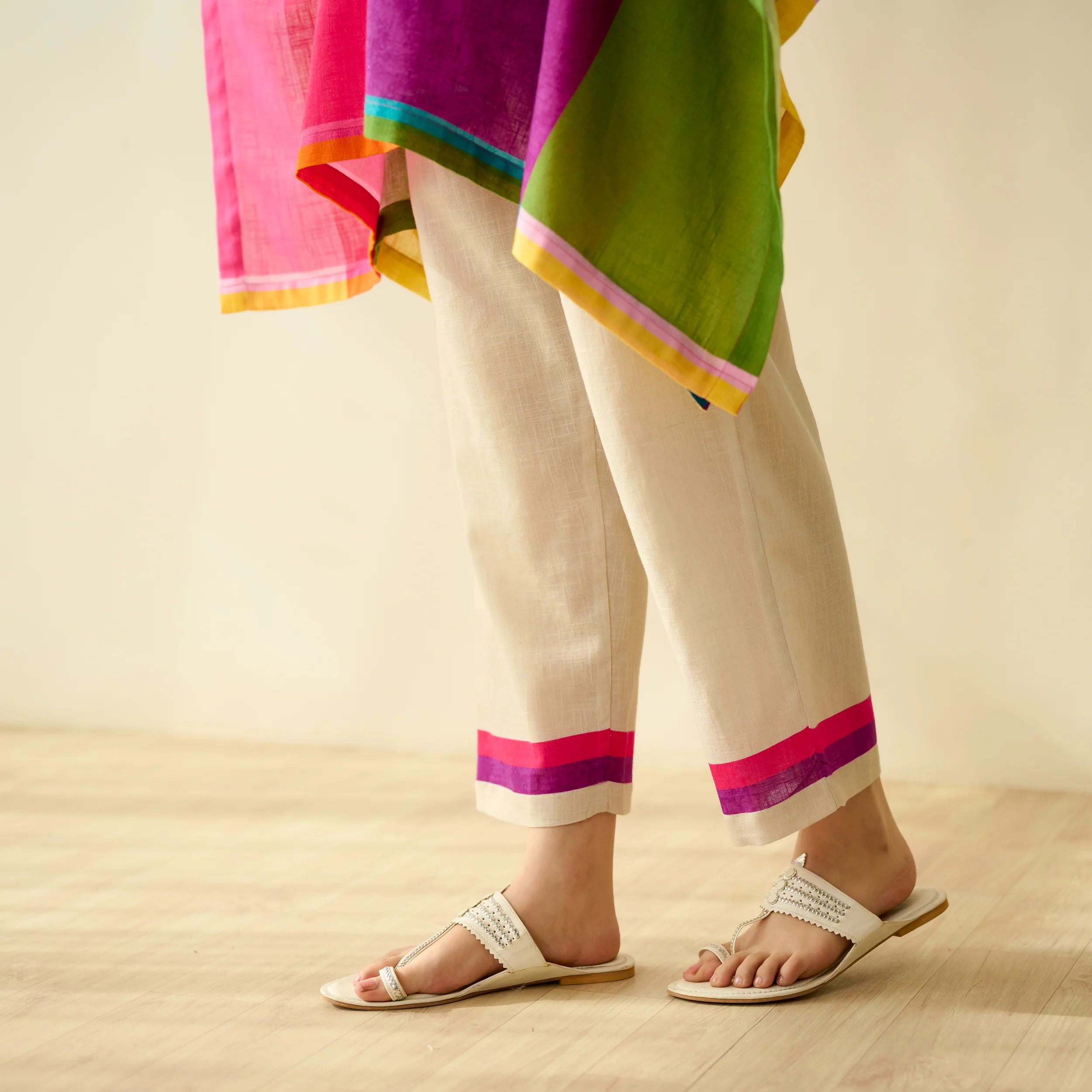 Twirlpop Pure Slub Cotton Kaftan Co-ord Set - Multicolour - Image 3