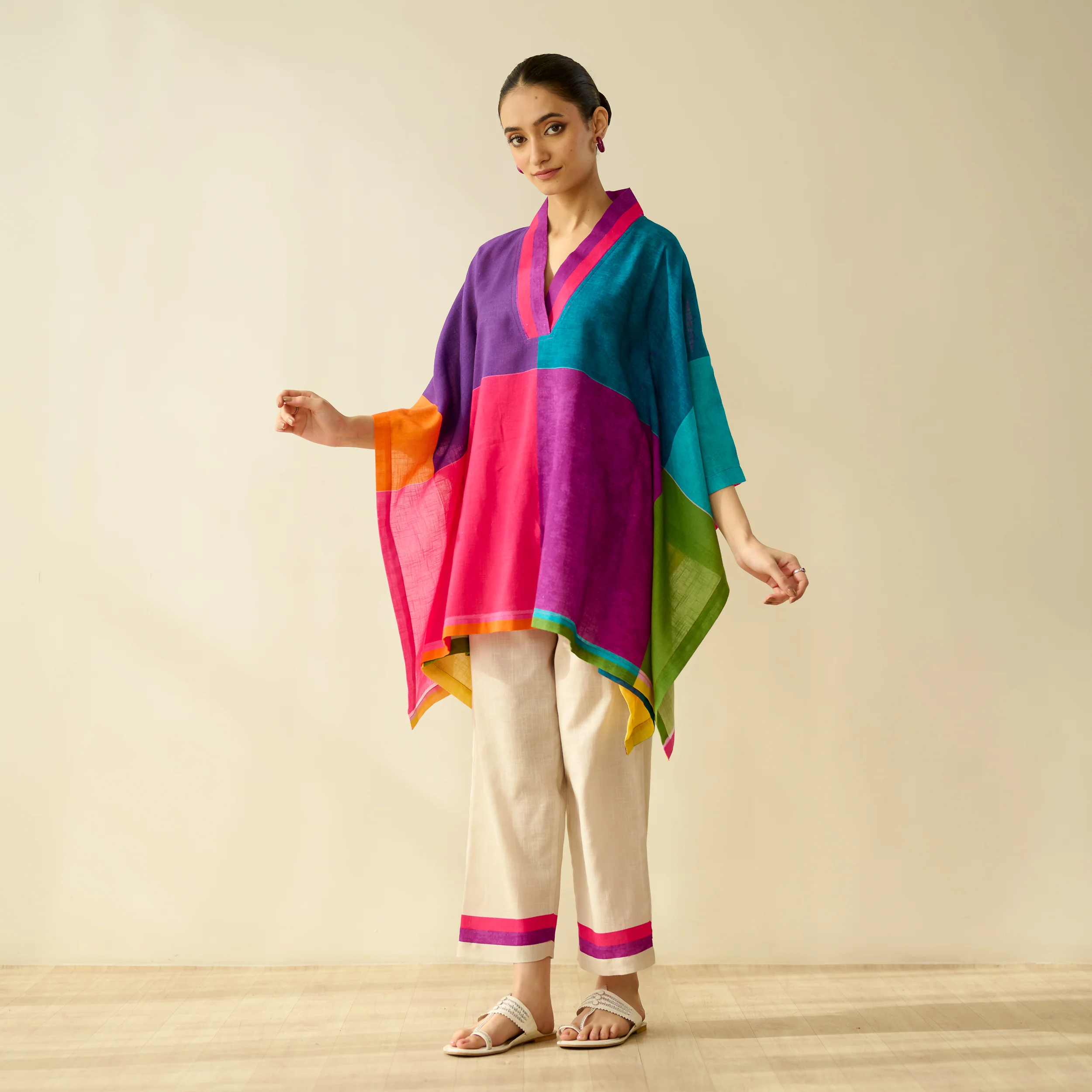 Twirlpop Pure Slub Cotton Kaftan Co-ord Set - Multicolour - Image 6