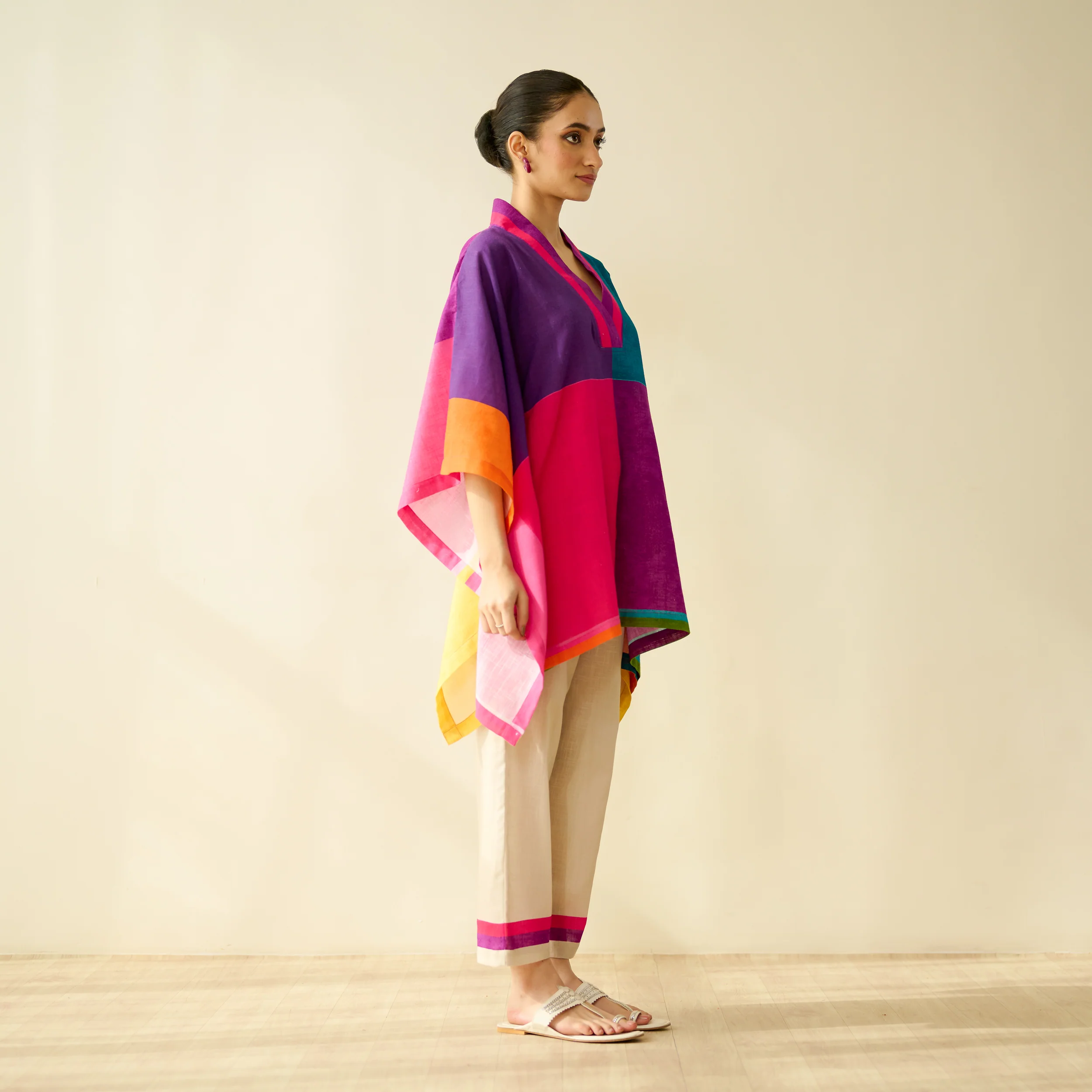 Twirlpop Pure Slub Cotton Kaftan Co-ord Set - Multicolour - Image 7