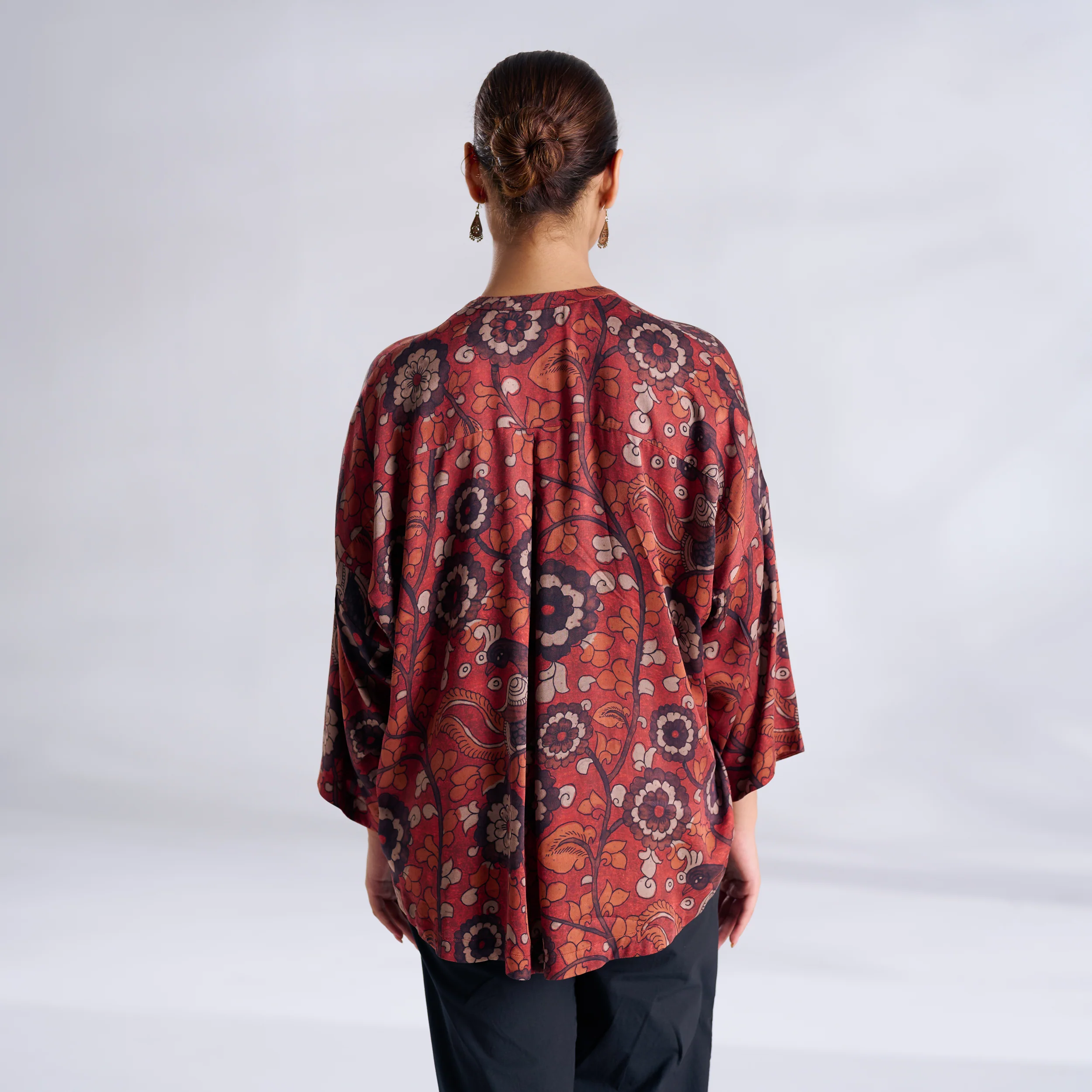 Vanya Modal Satin Oversized Shirt - Maroon - Image 6