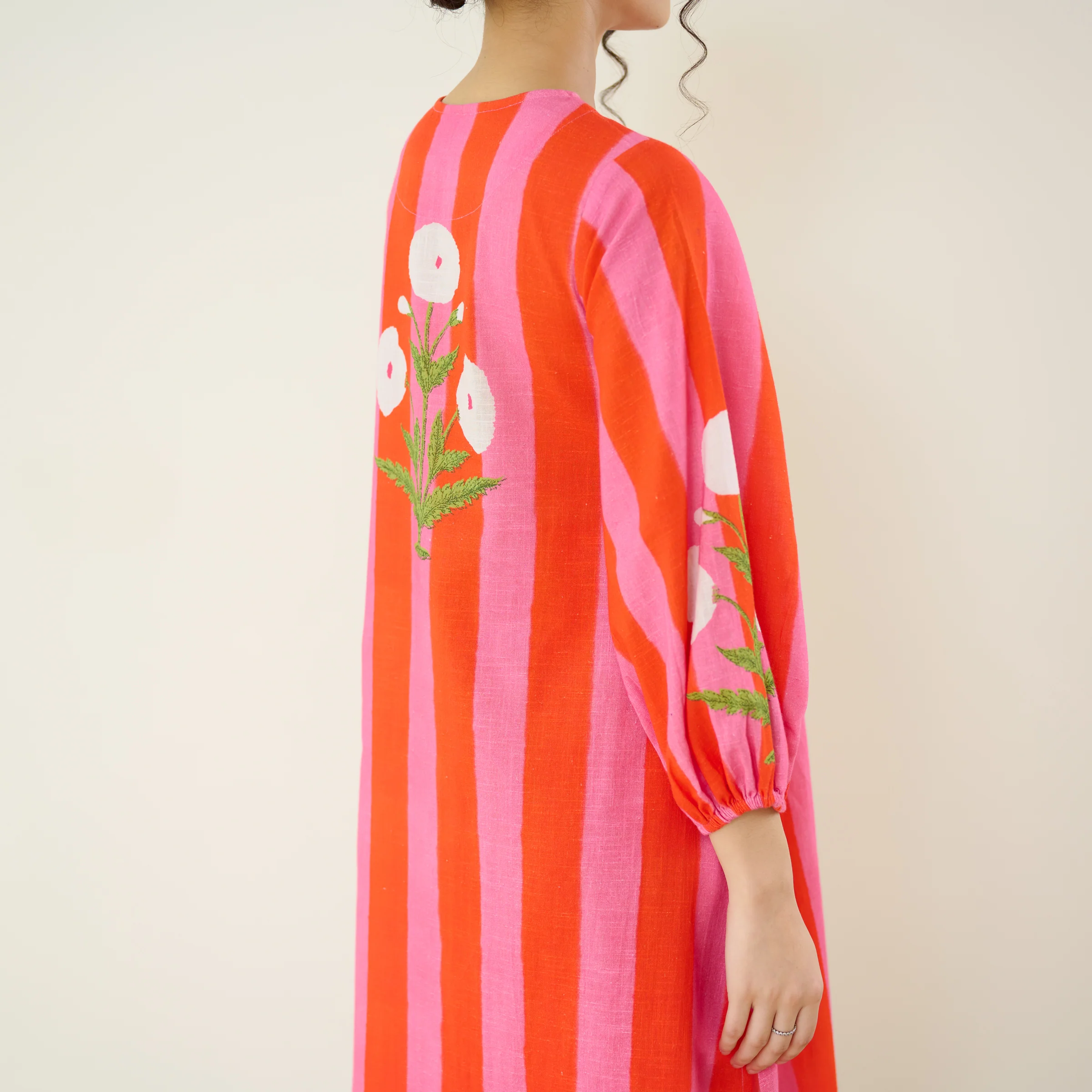 Verandah Striped Kurta Set - Hot Pink - Image 2