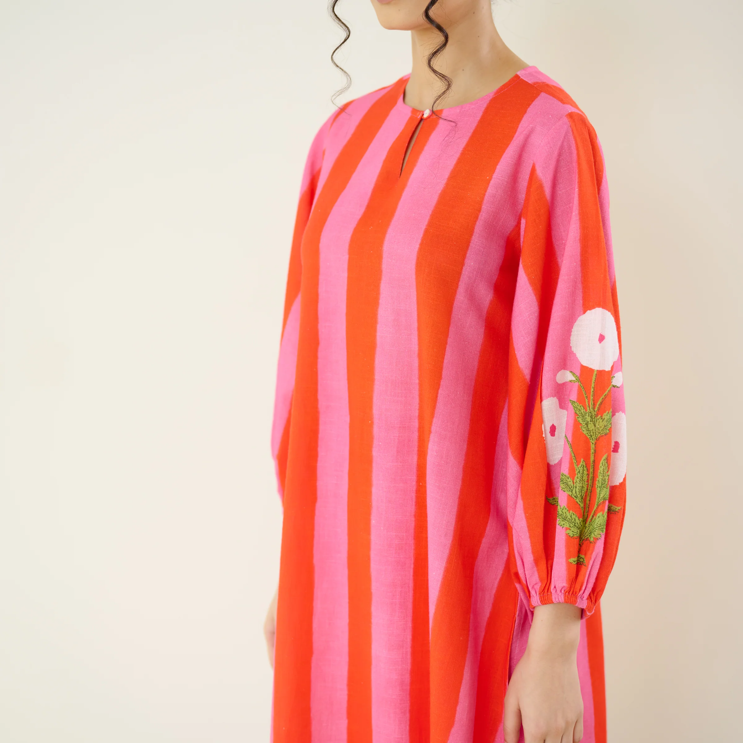 Verandah Striped Kurta Set - Hot Pink - Image 5