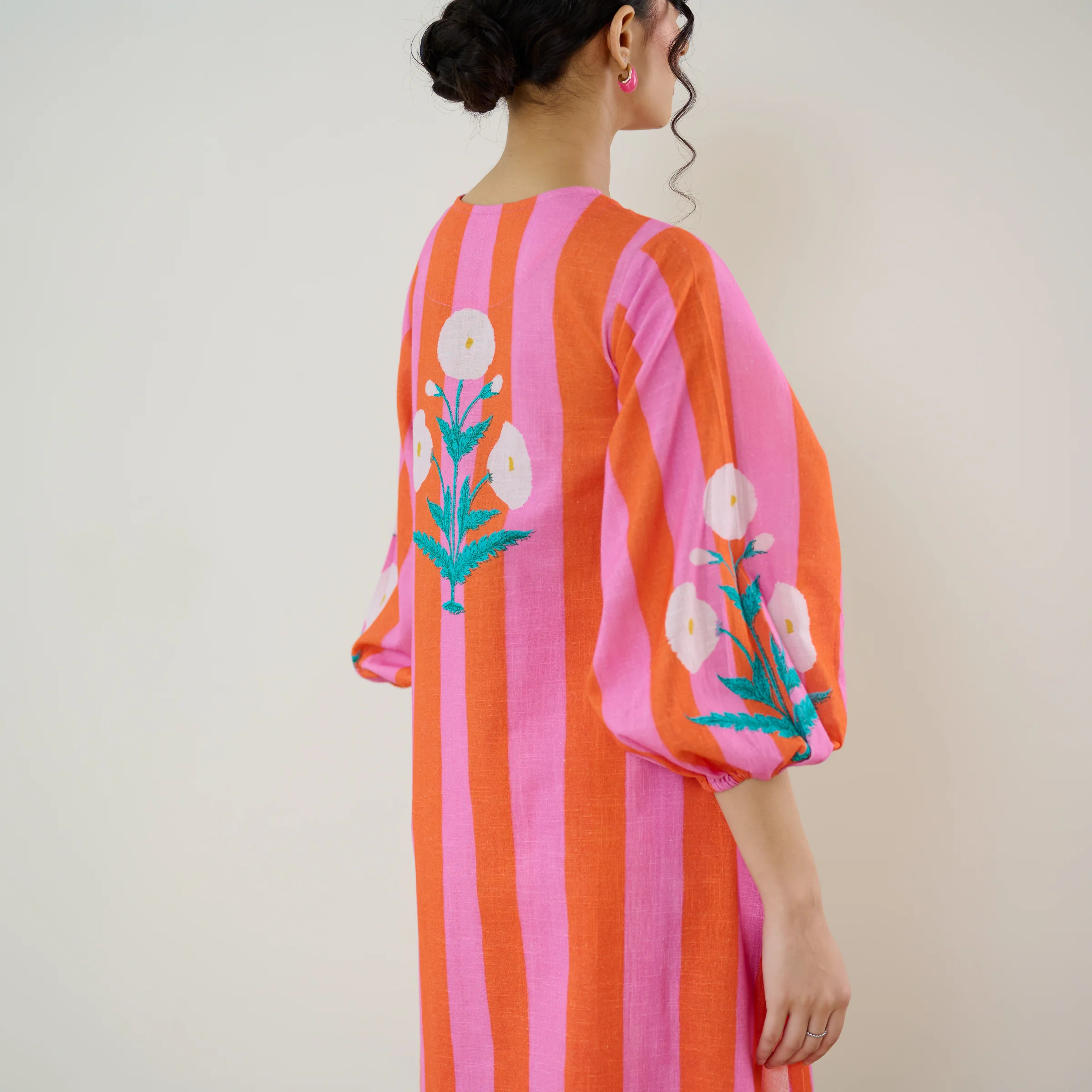 Verandah Striped Kurta Set - Orange - Image 2