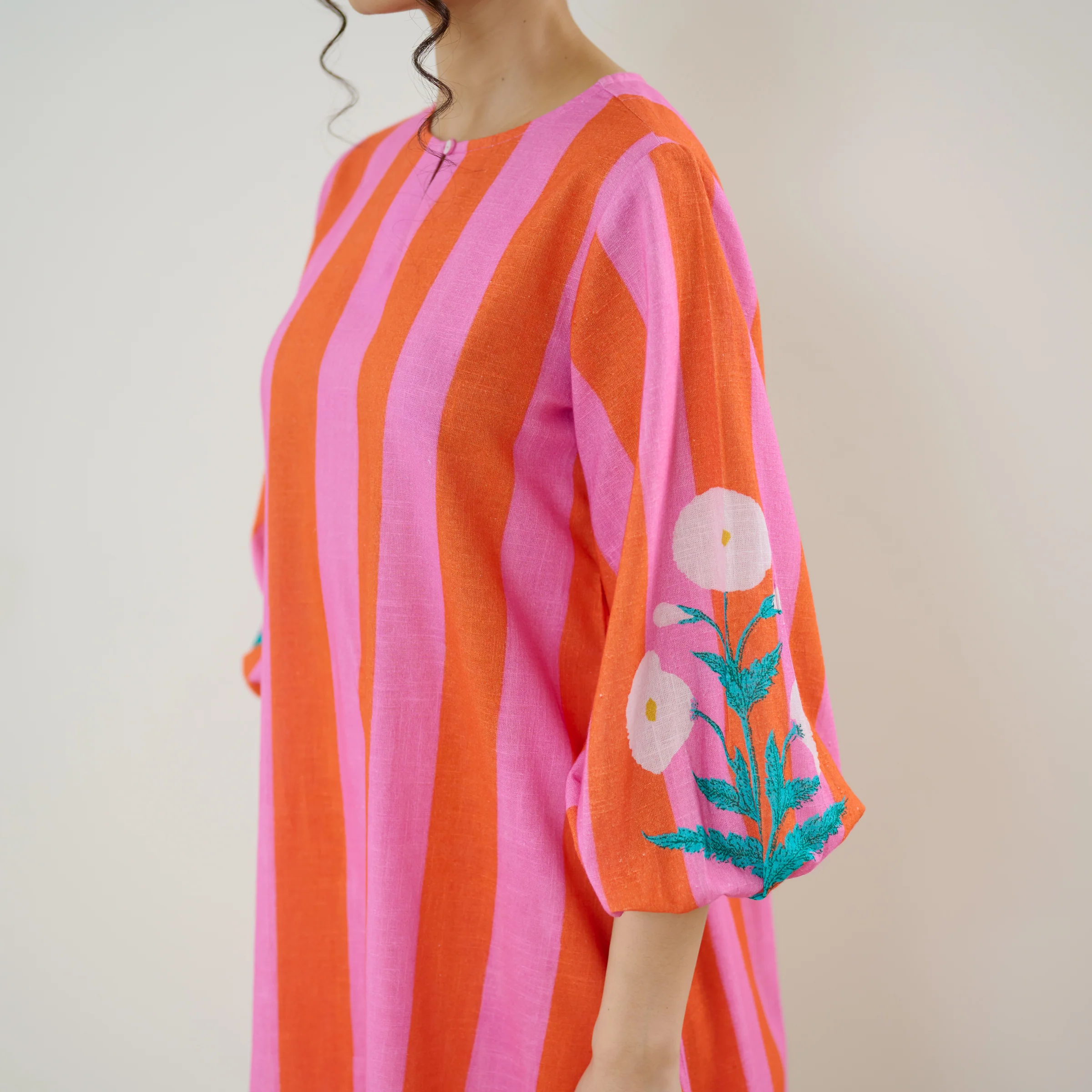Verandah Striped Kurta Set - Orange - Image 5