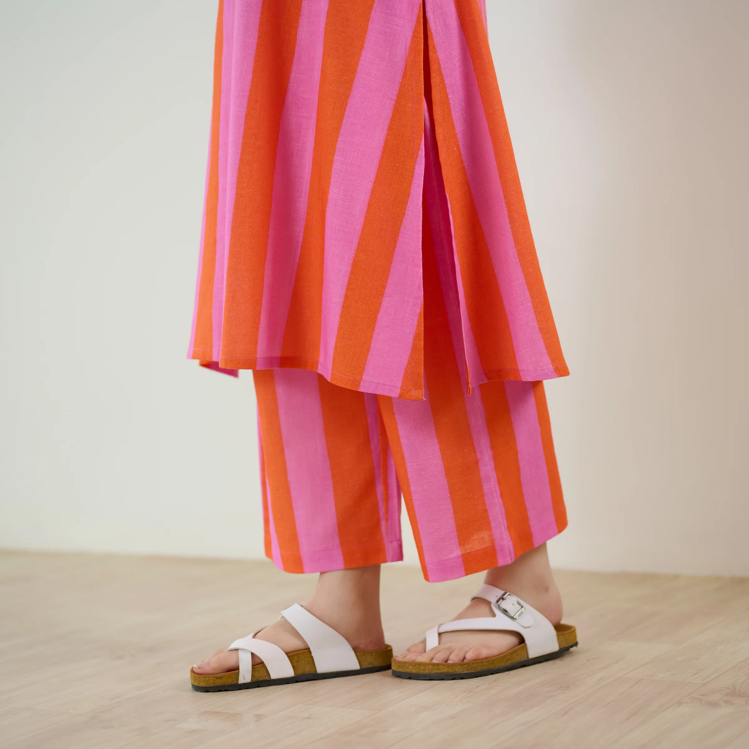 Verandah Striped Kurta Set - Orange - Image 6