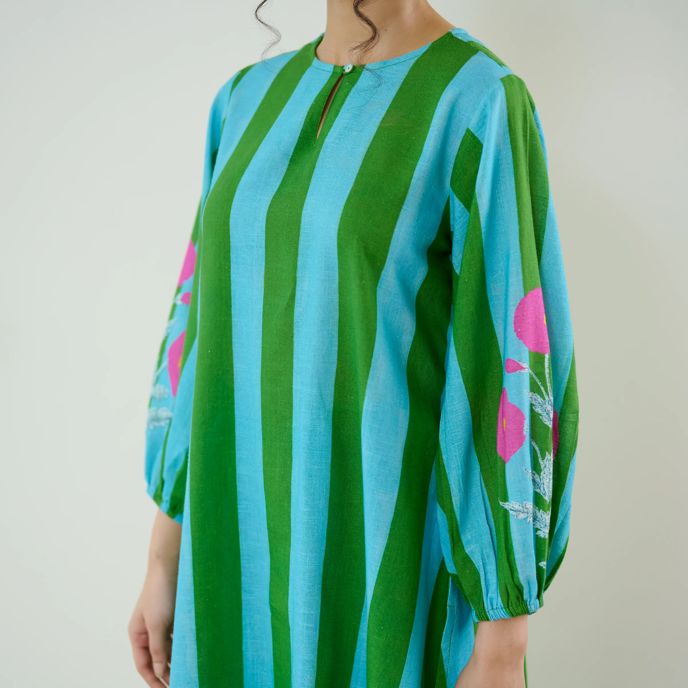 Verandah Striped Kurta Set - Sea Green - Image 7