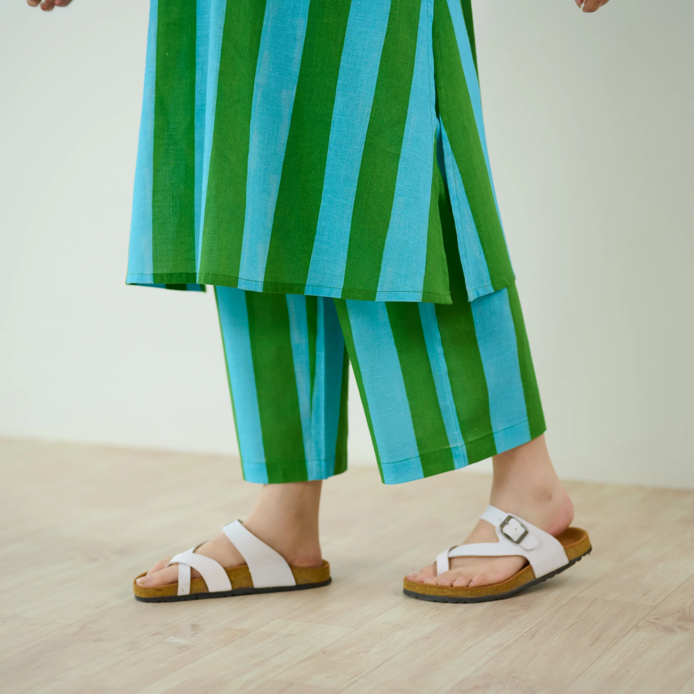 Verandah Striped Kurta Set - Sea Green - Image 8