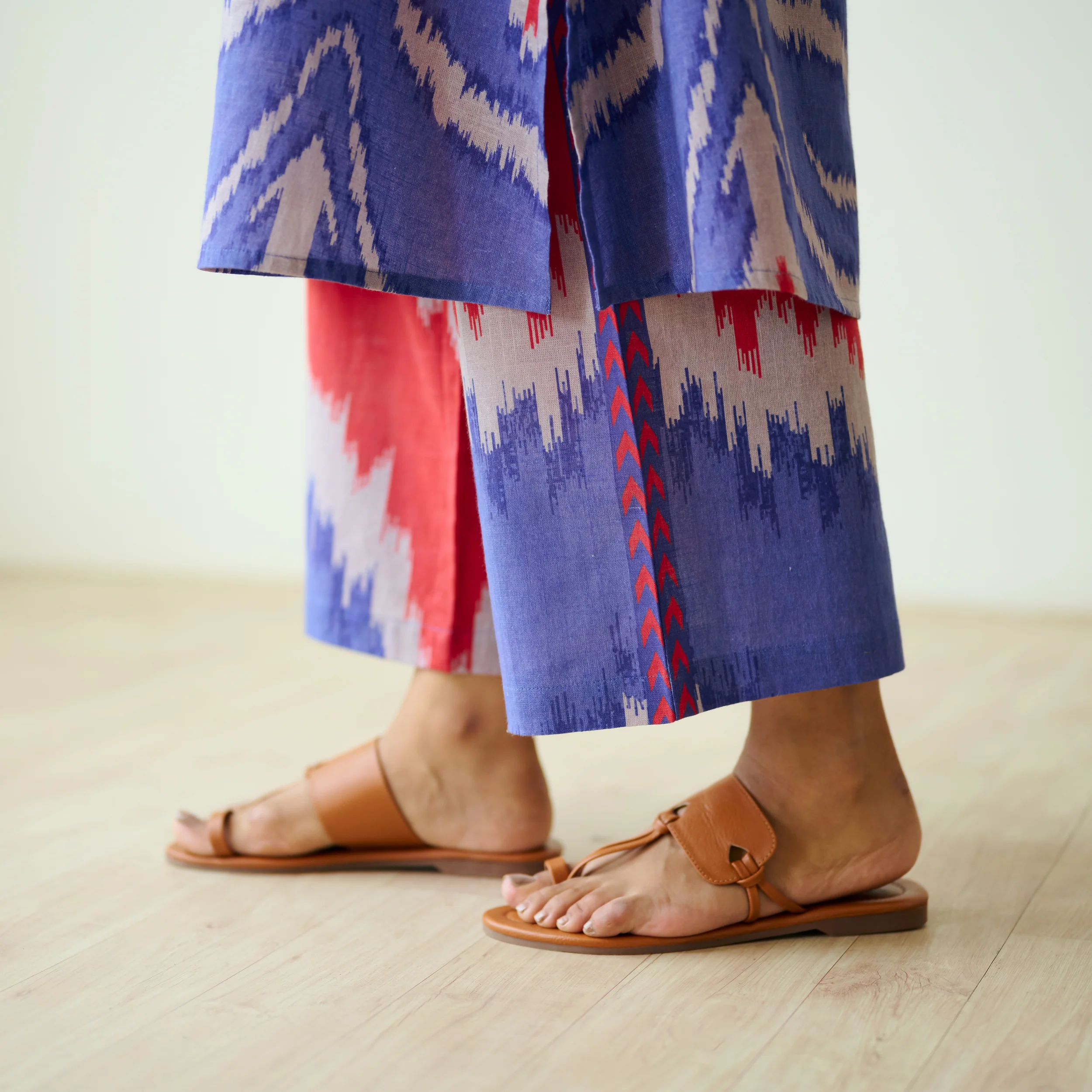 Viola Hand Embroidered Slub Cotton Kurta Set - Blue - Image 6